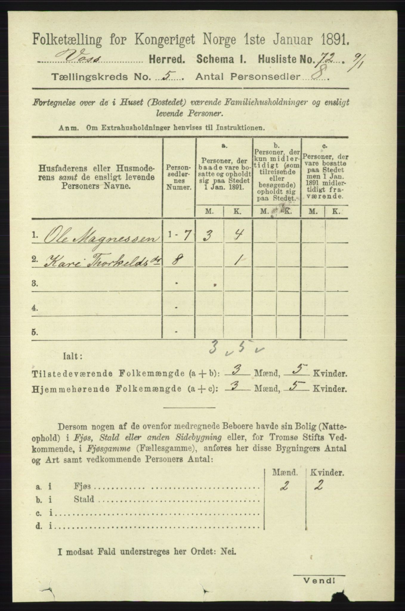 RA, Folketelling 1891 for 1235 Voss herred, 1891, s. 2684