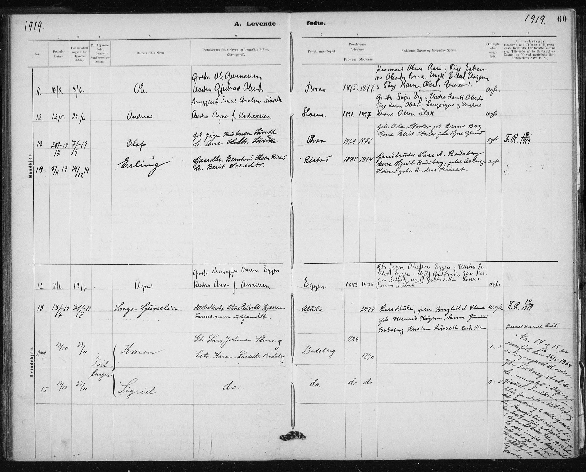 Ministerialprotokoller, klokkerbøker og fødselsregistre - Sør-Trøndelag, AV/SAT-A-1456/612/L0381: Ministerialbok nr. 612A13, 1907-1923, s. 60