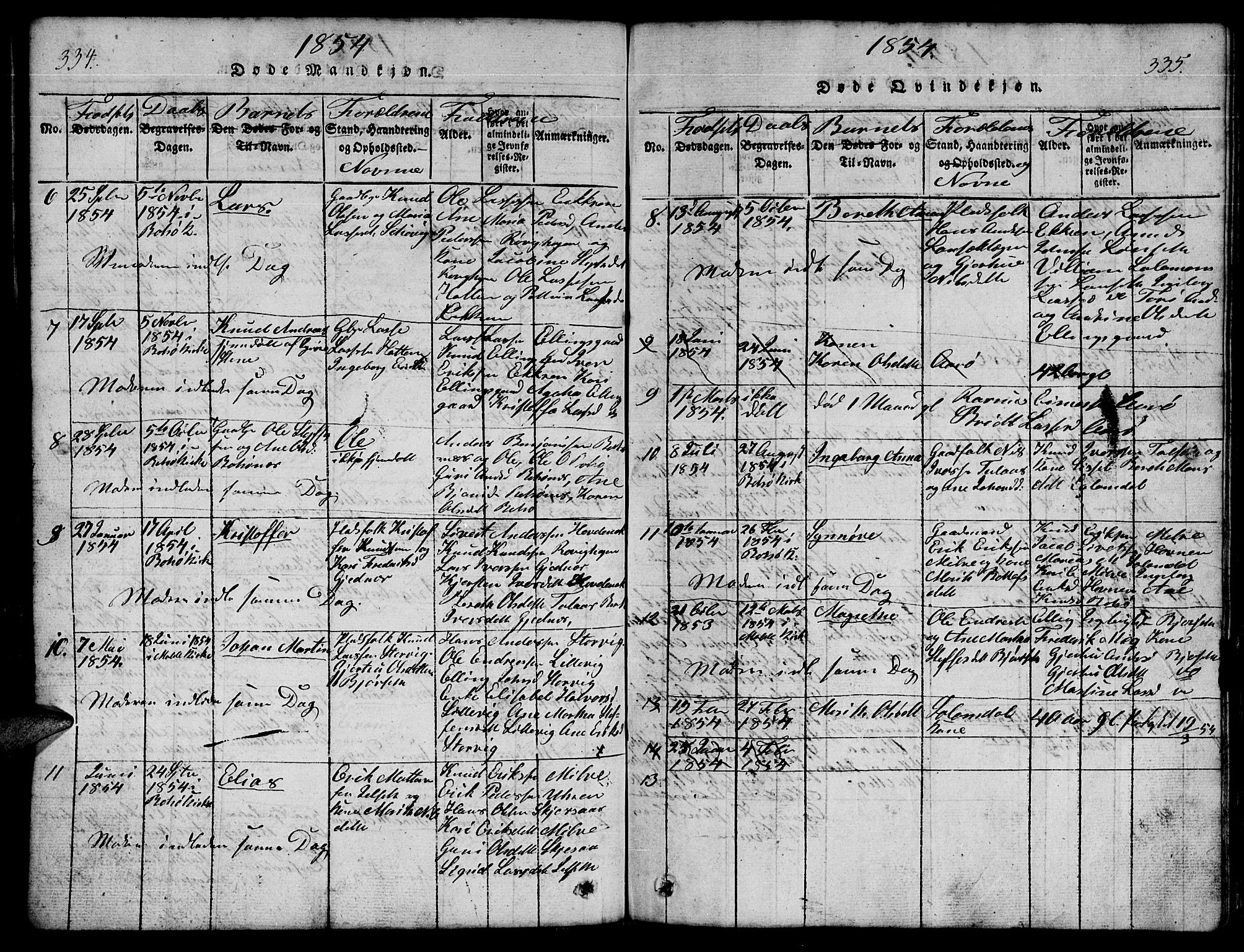 Ministerialprotokoller, klokkerbøker og fødselsregistre - Møre og Romsdal, AV/SAT-A-1454/555/L0665: Klokkerbok nr. 555C01, 1818-1868, s. 334-335