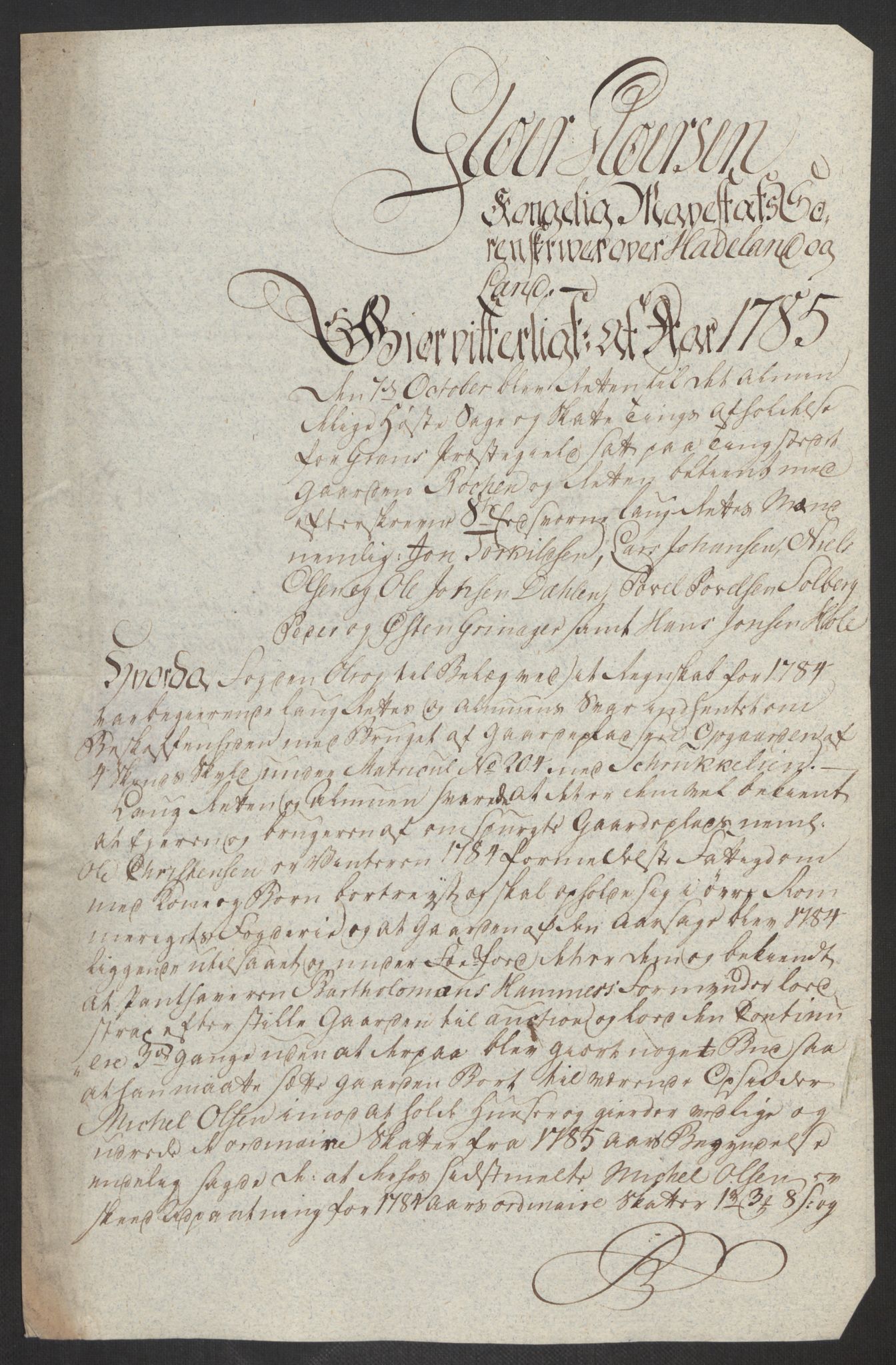 Rentekammeret inntil 1814, Reviderte regnskaper, Fogderegnskap, AV/RA-EA-4092/R19/L1374: Fogderegnskap Toten, Hadeland og Vardal, 1787, s. 290