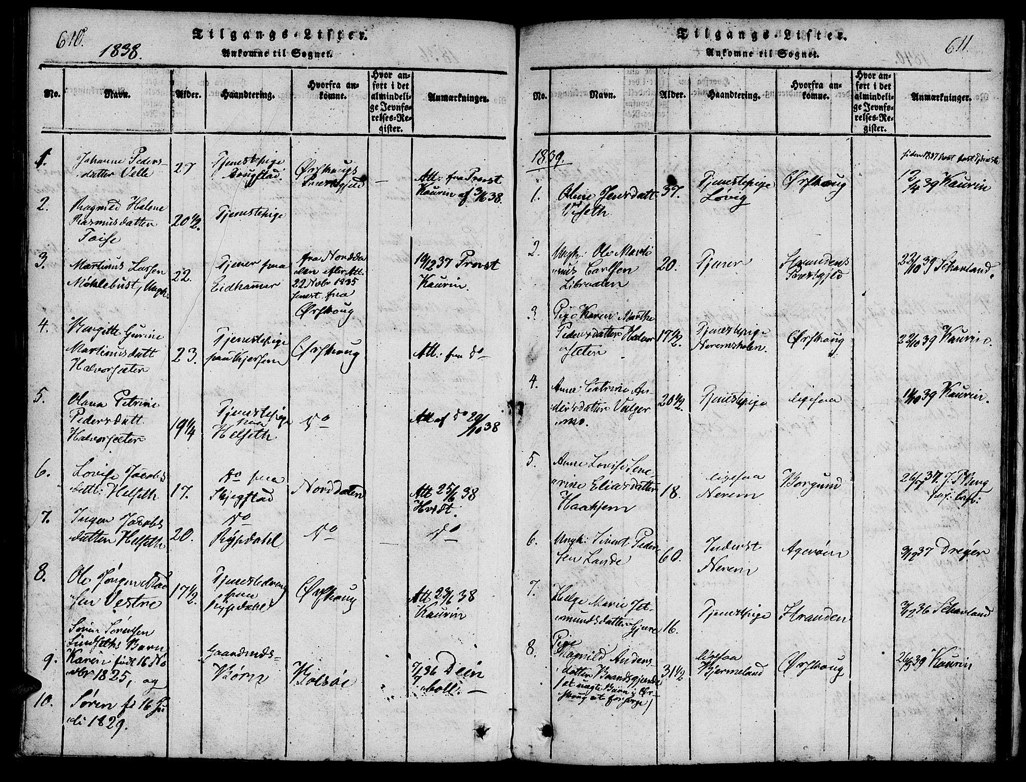 Ministerialprotokoller, klokkerbøker og fødselsregistre - Møre og Romsdal, SAT/A-1454/541/L0544: Ministerialbok nr. 541A01, 1818-1847, s. 610-611