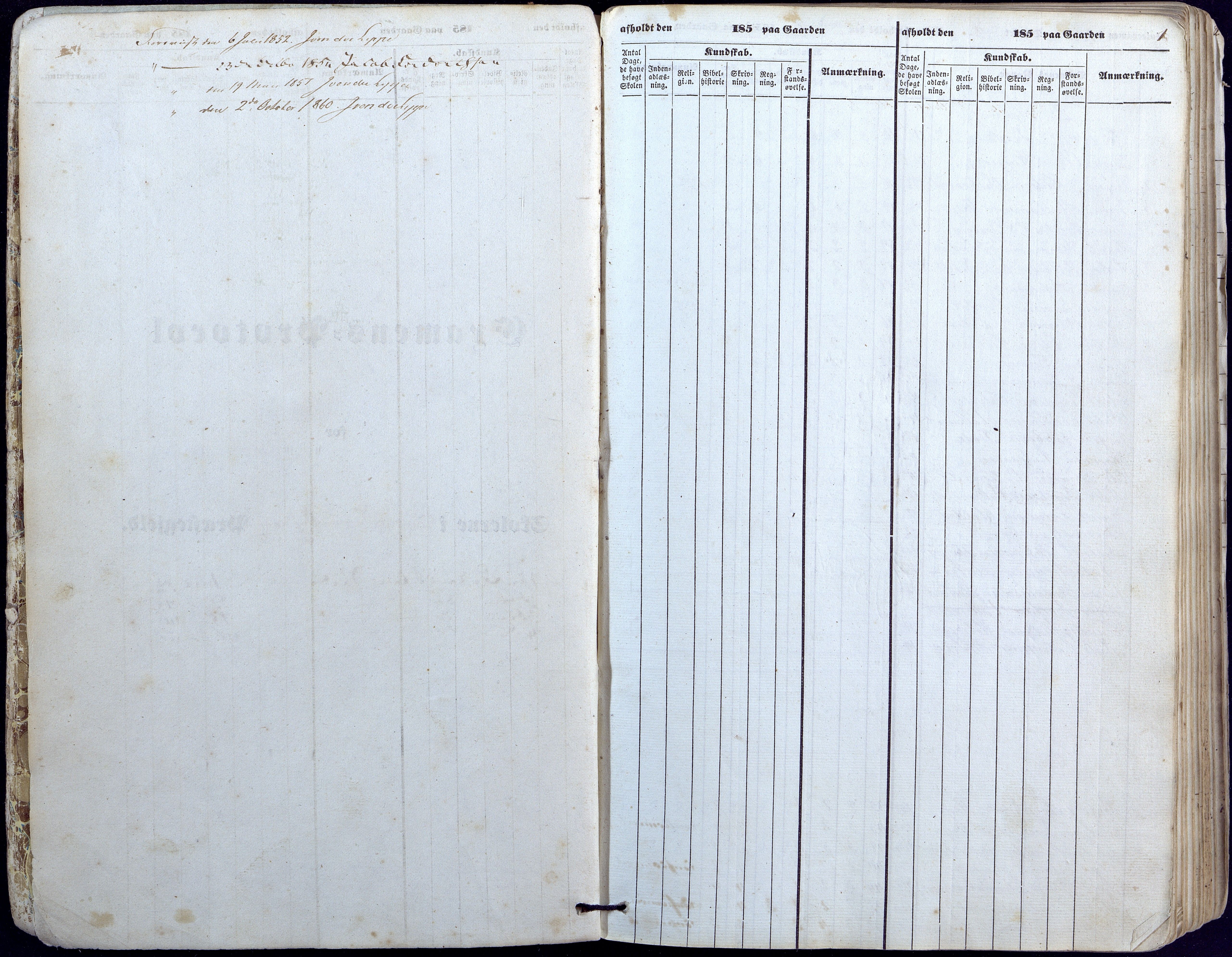 Høvåg kommune, AAKS/KA0927-PK/1/05/L0391: Eksamensprotokoll/alle skoledistrikt, 1852-1863