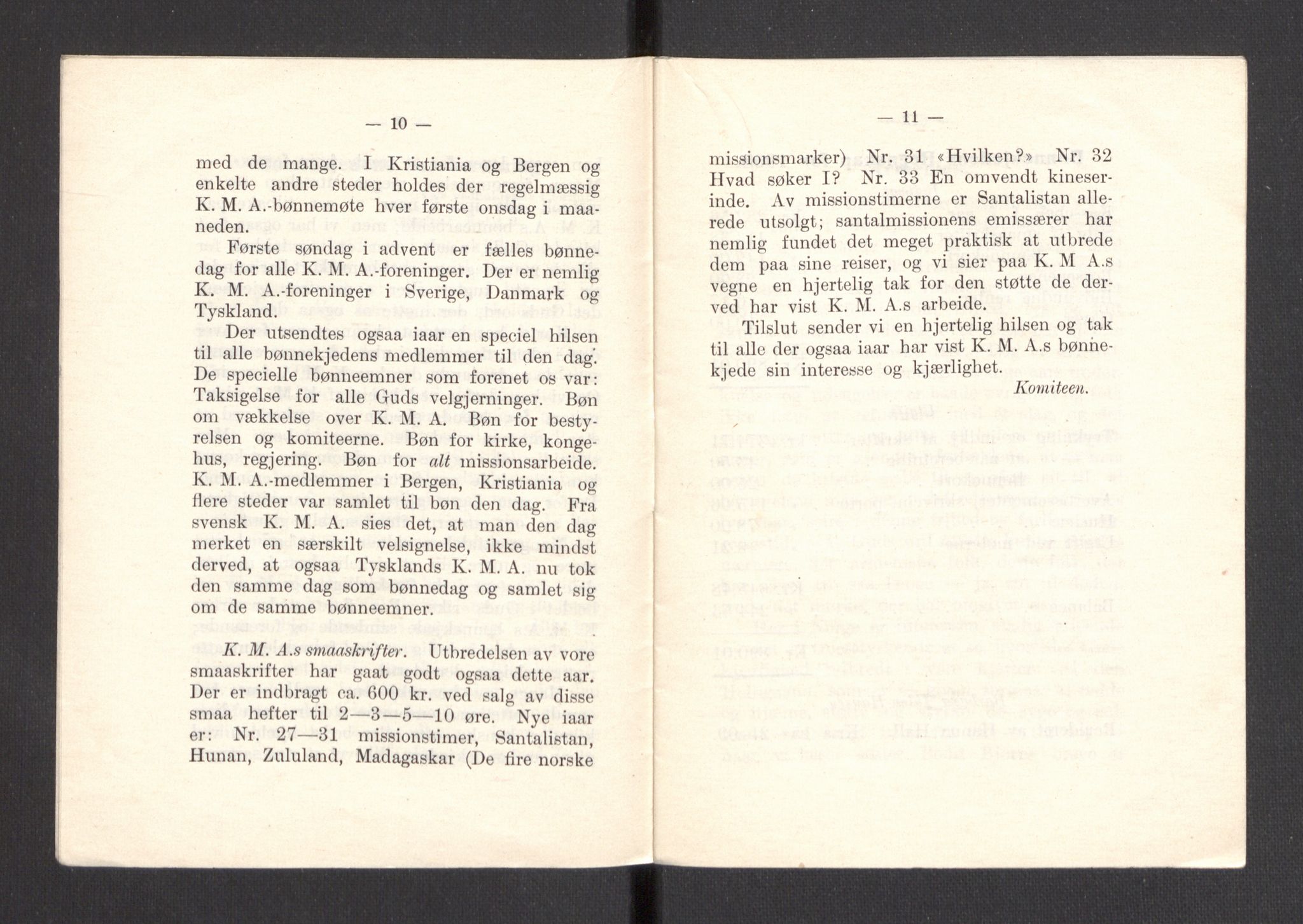 Kvinnelige Misjonsarbeidere, AV/RA-PA-0699/F/Fa/L0001/0007: -- / Årsmeldinger, trykte, 1906-1915