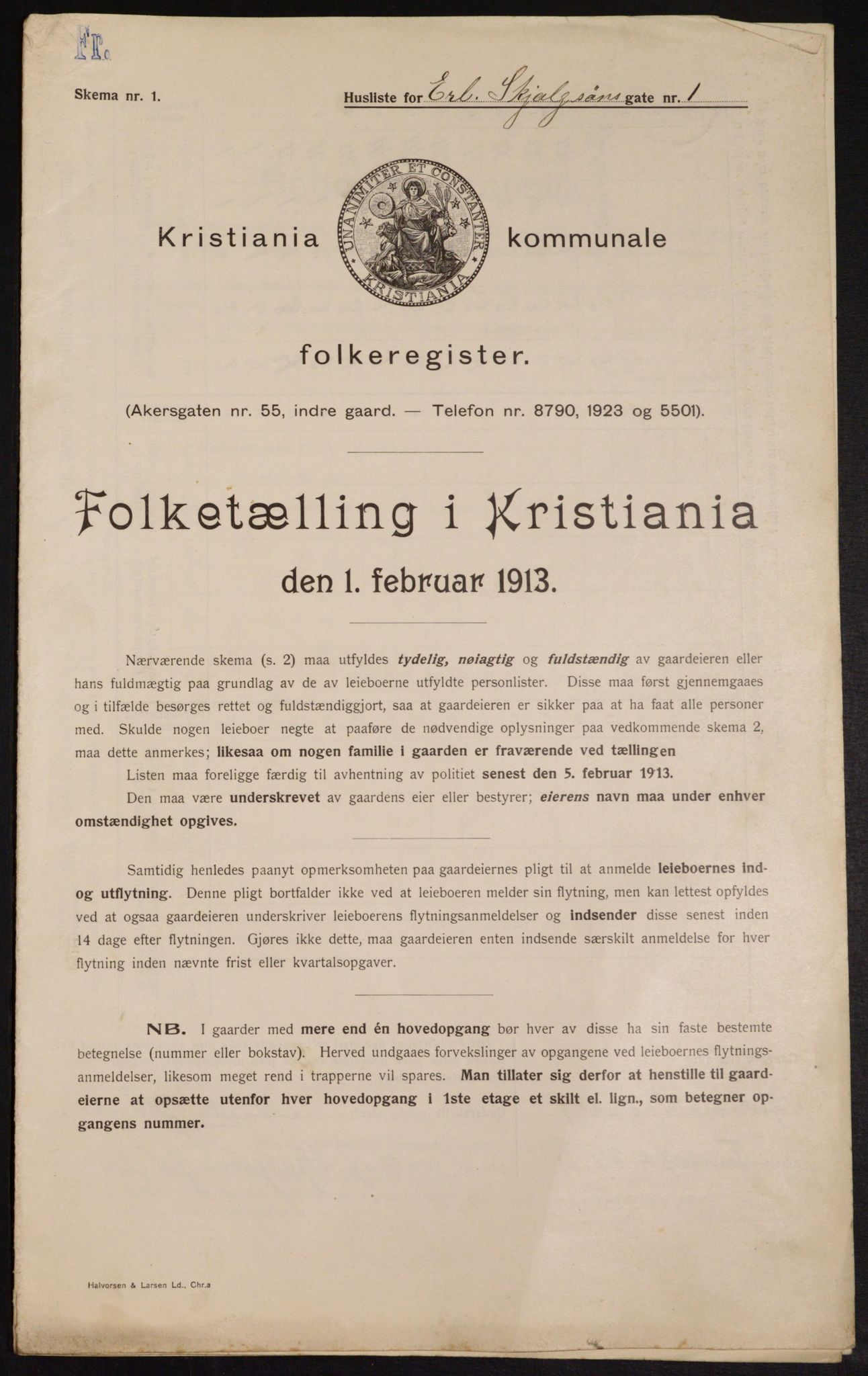 OBA, Kommunal folketelling 1.2.1913 for Kristiania, 1913, s. 22117
