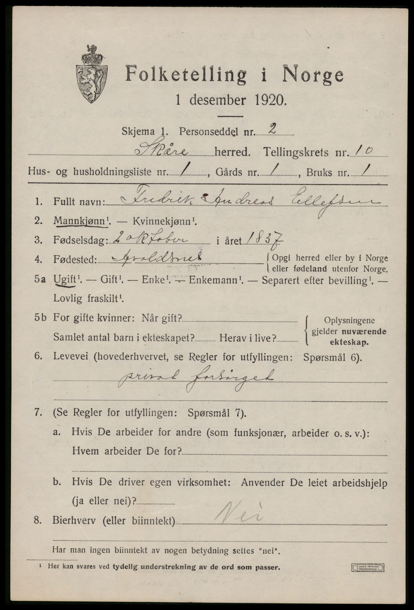 SAST, Folketelling 1920 for 1153 Skåre herred, 1920, s. 7860