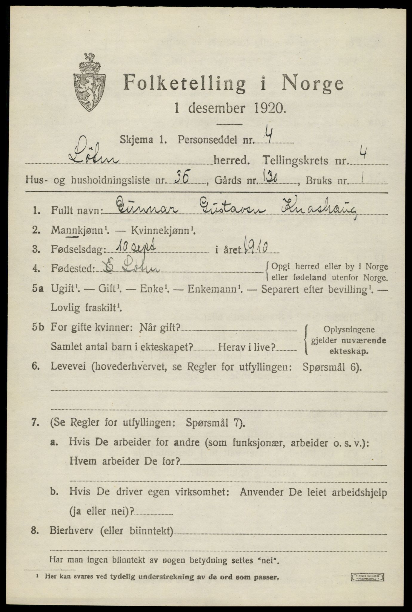 SAH, Folketelling 1920 for 0415 Løten herred, 1920, s. 8819