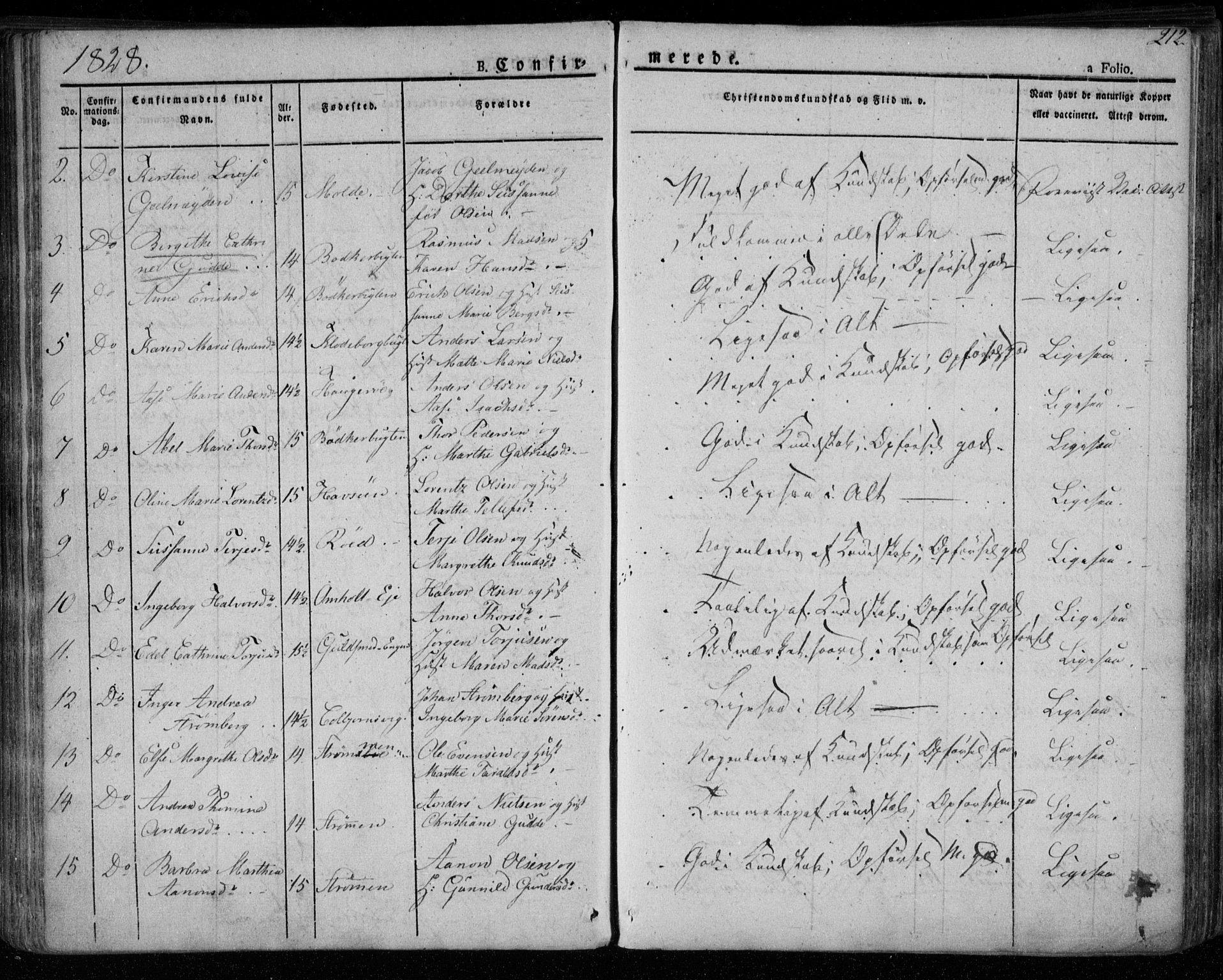 Øyestad sokneprestkontor, AV/SAK-1111-0049/F/Fa/L0013: Ministerialbok nr. A 13, 1827-1842, s. 212