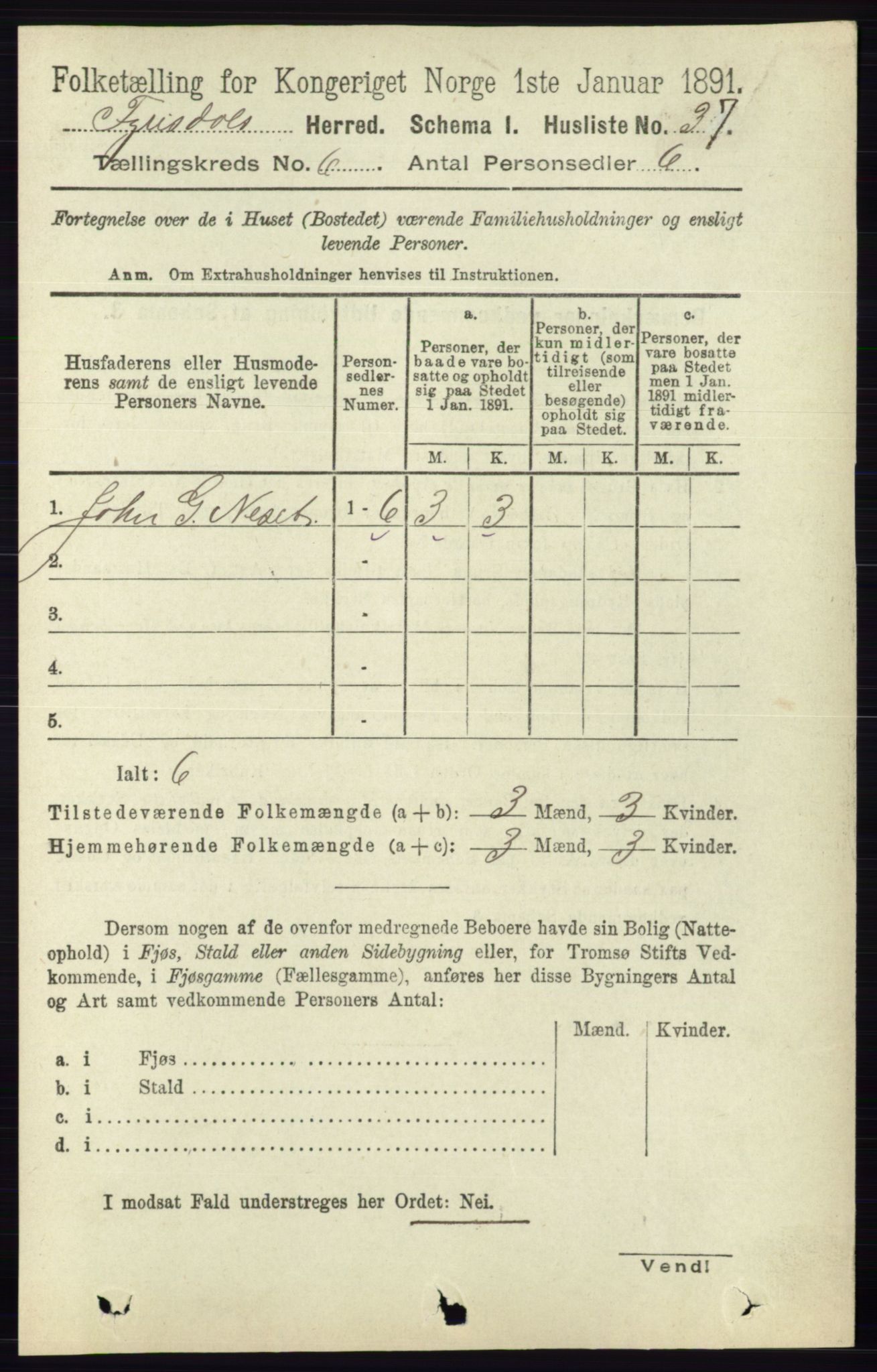 RA, Folketelling 1891 for 0831 Fyresdal herred, 1891, s. 1658