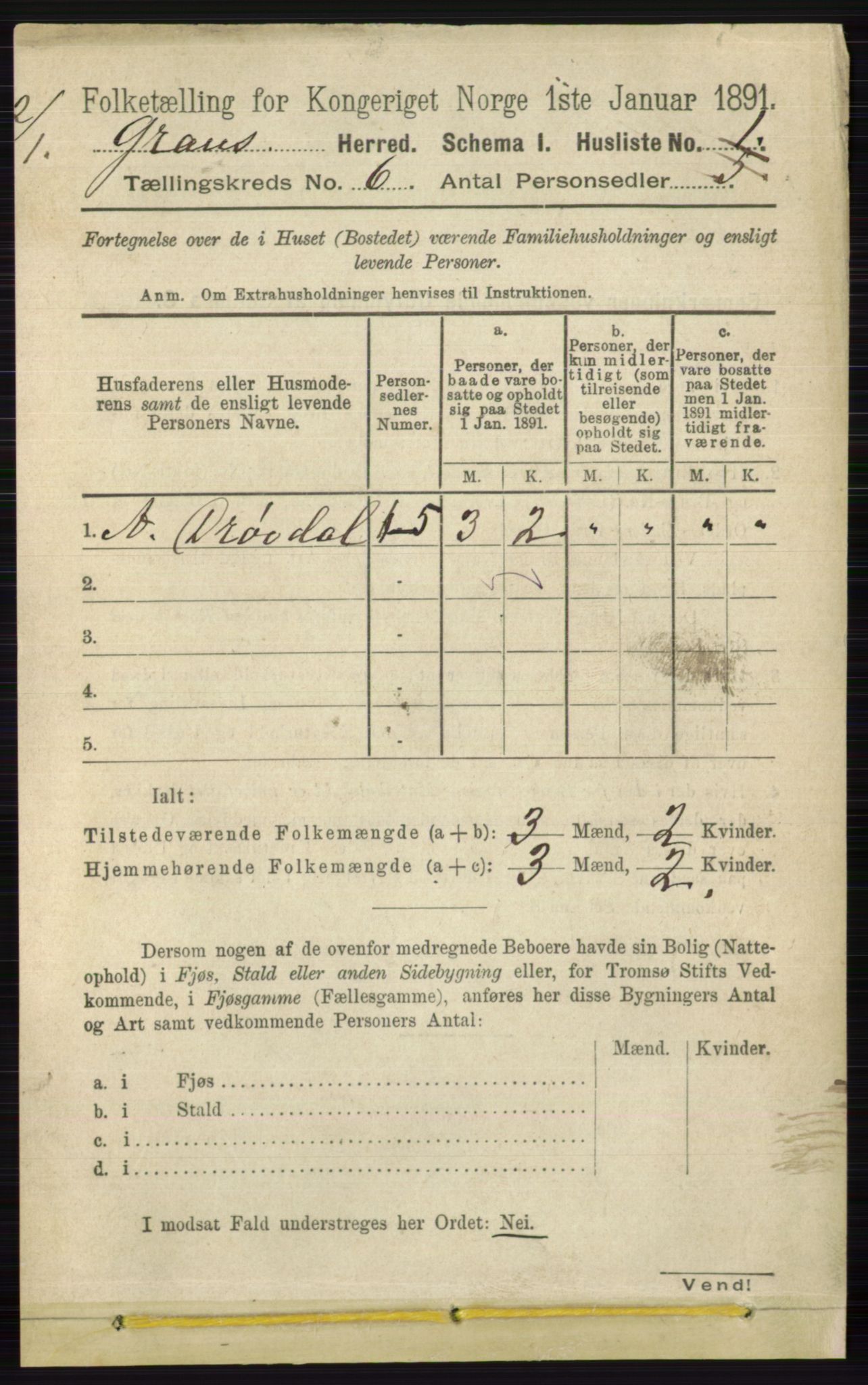 RA, Folketelling 1891 for 0534 Gran herred, 1891, s. 2154