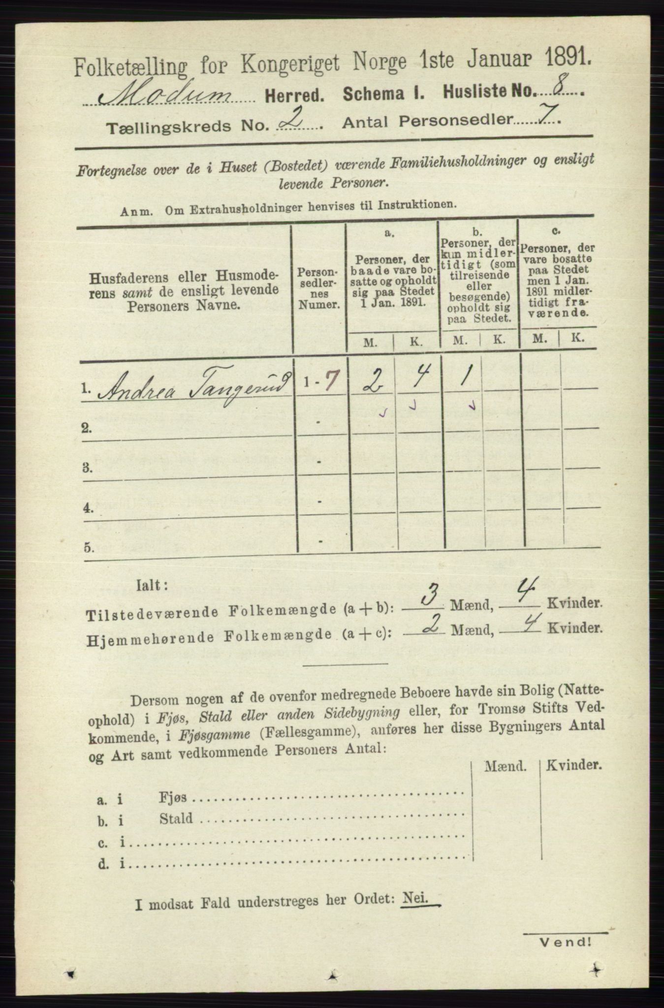 RA, Folketelling 1891 for 0623 Modum herred, 1891, s. 441