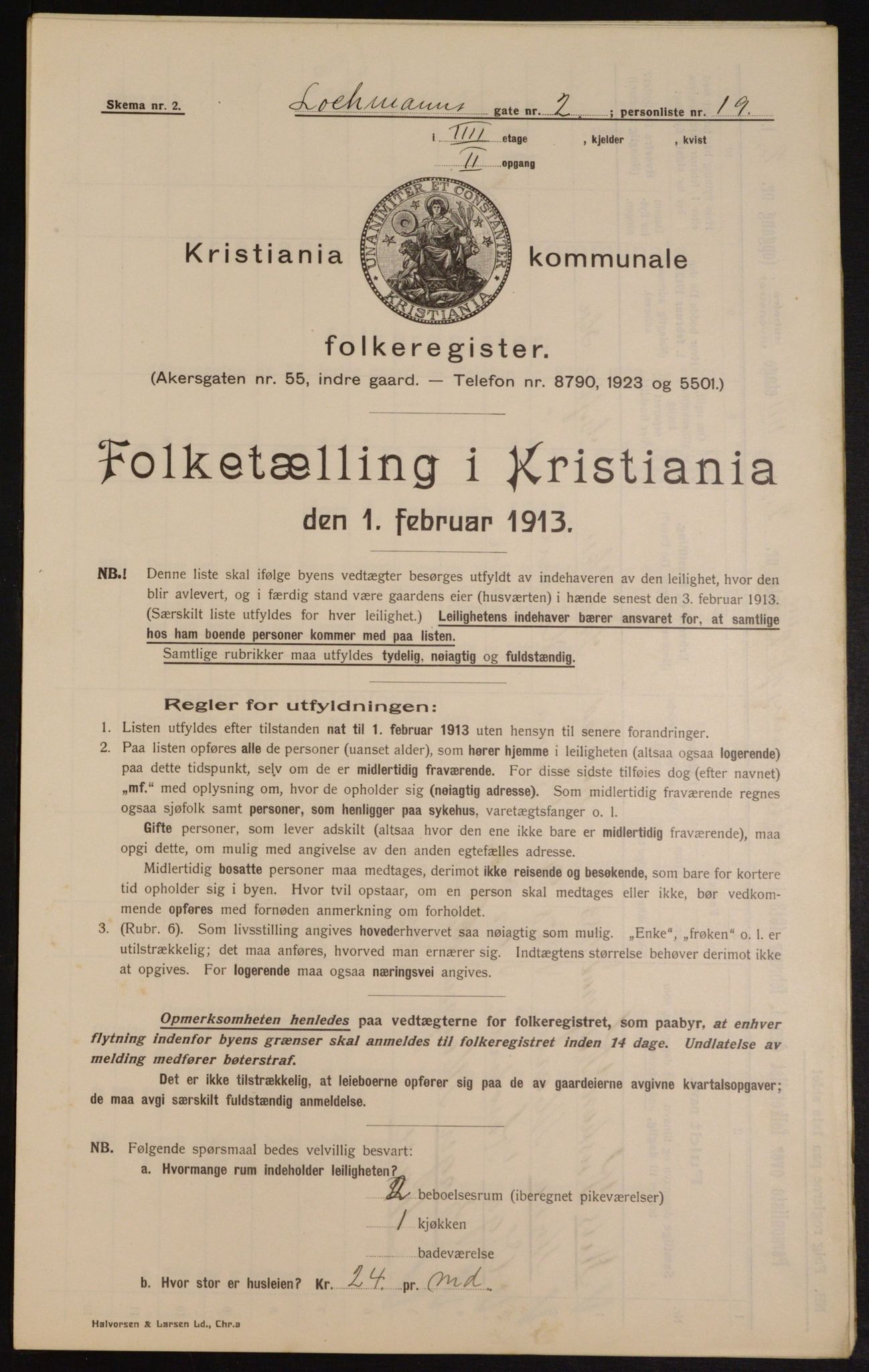 OBA, Kommunal folketelling 1.2.1913 for Kristiania, 1913, s. 58006