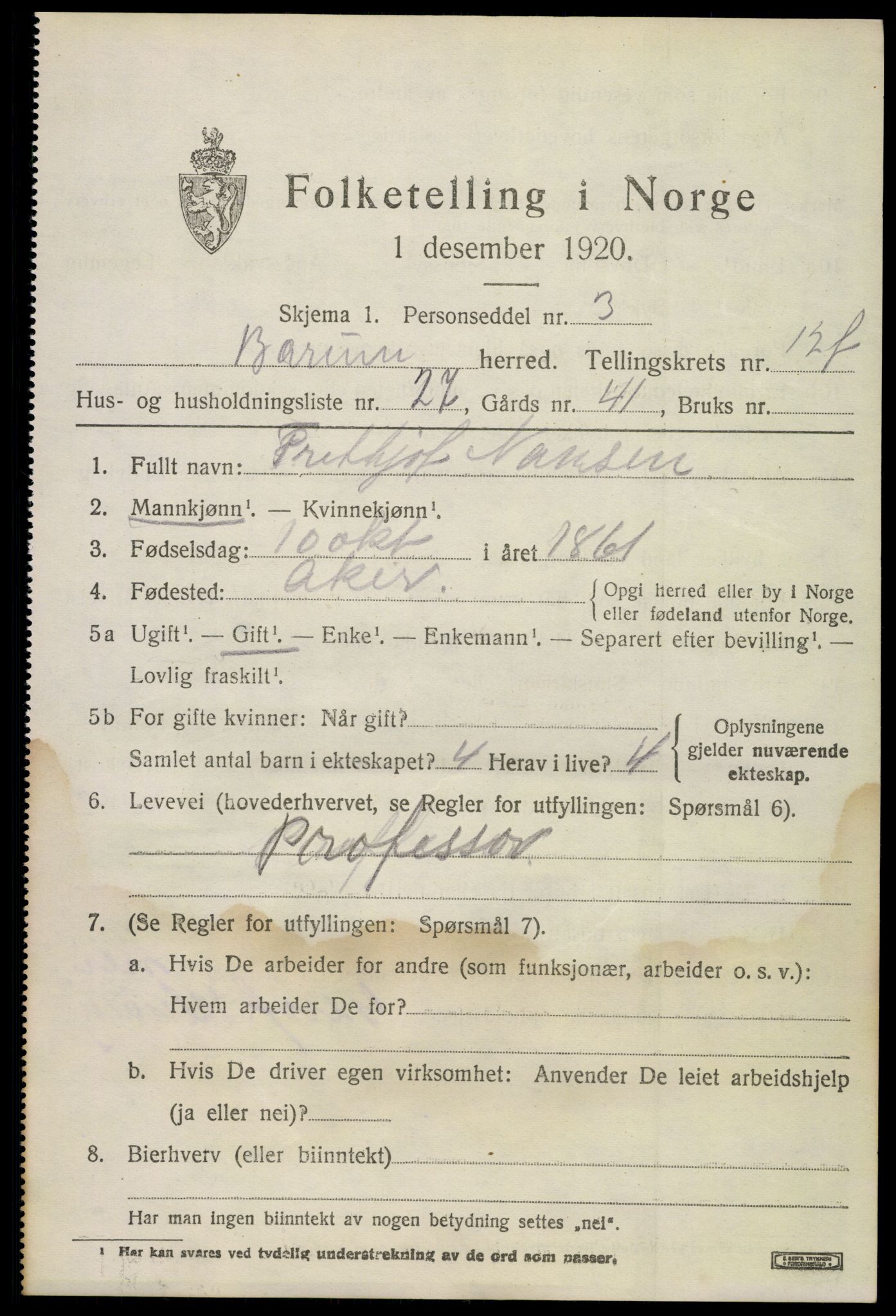 SAO, Folketelling 1920 for 0219 Bærum herred, 1920, s. 33012