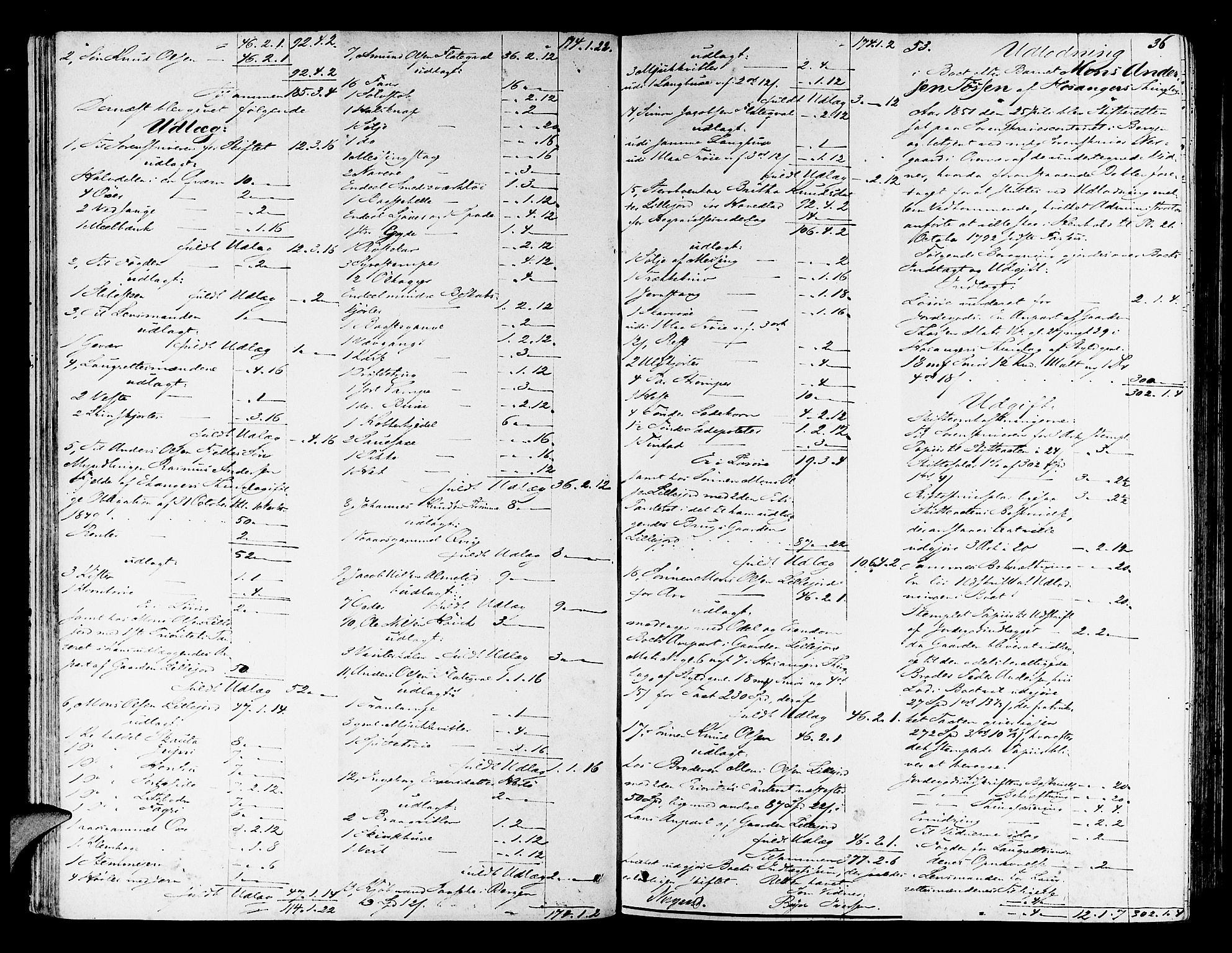 Nordhordland sorenskrivar, AV/SAB-A-2901/1/H/Hd/Hda/L0005: Skifteutlodningsprotokollar, 1851-1857, s. 35b-36a