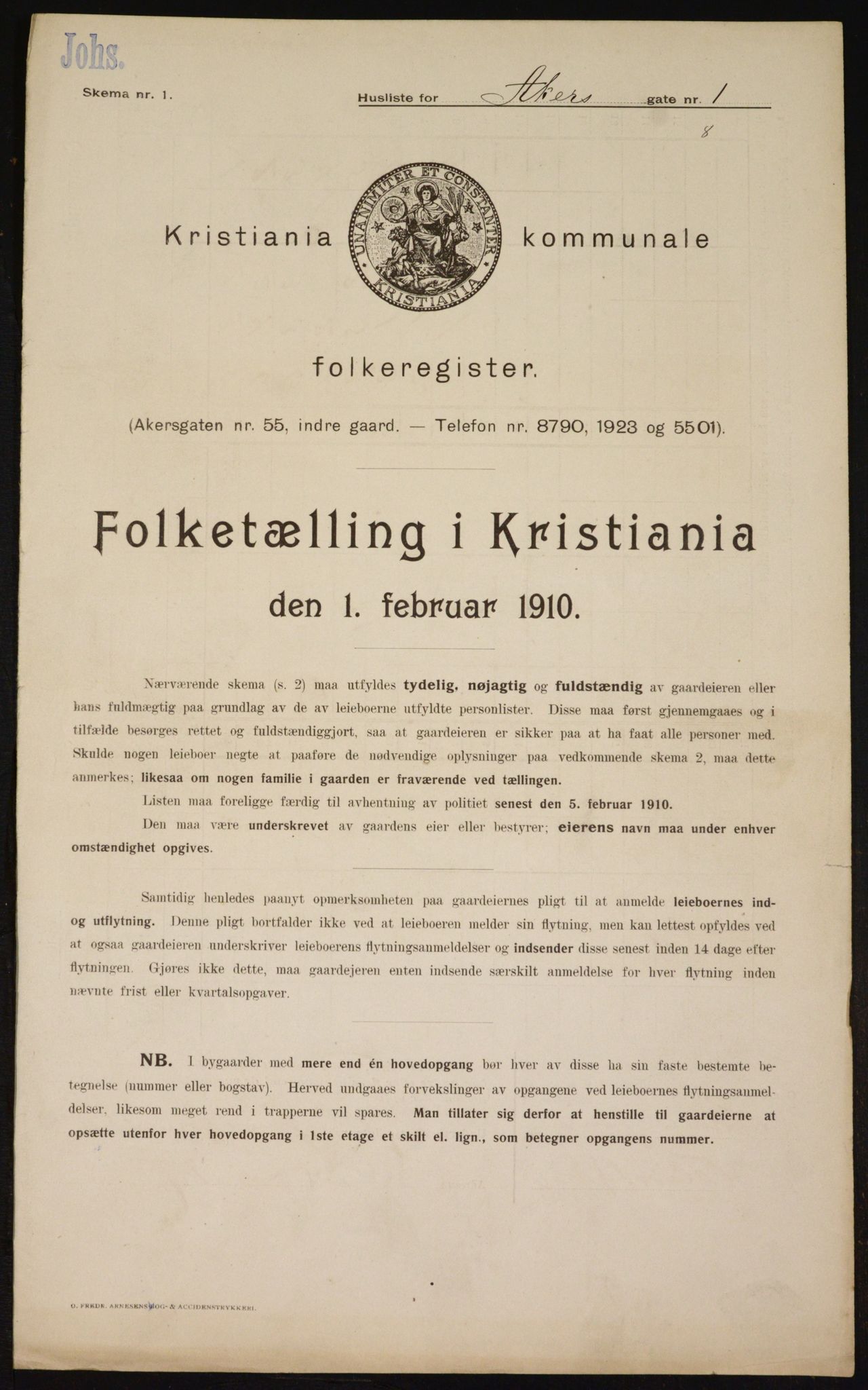 OBA, Kommunal folketelling 1.2.1910 for Kristiania, 1910, s. 294