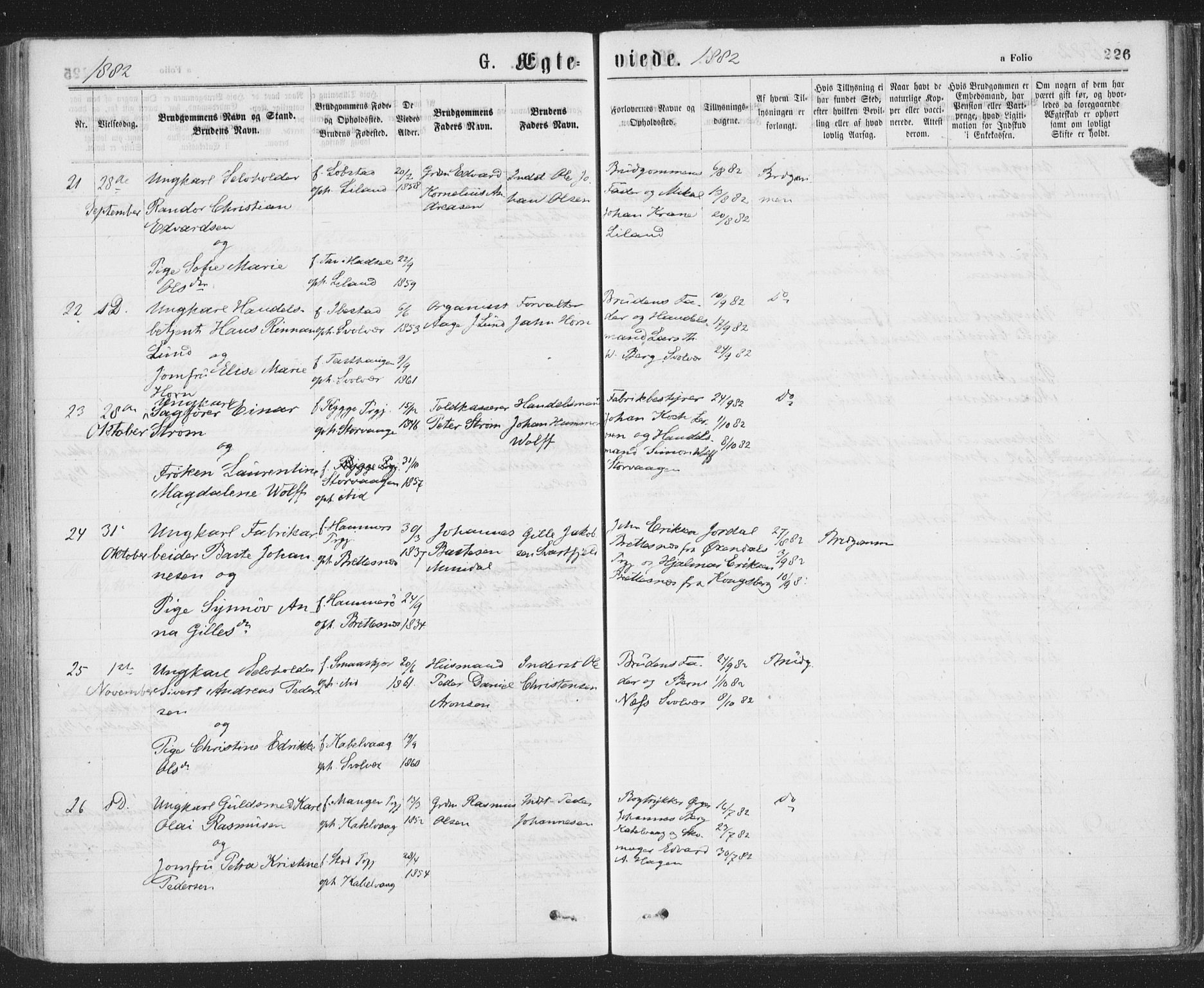 Ministerialprotokoller, klokkerbøker og fødselsregistre - Nordland, AV/SAT-A-1459/874/L1058: Ministerialbok nr. 874A02, 1878-1883, s. 226