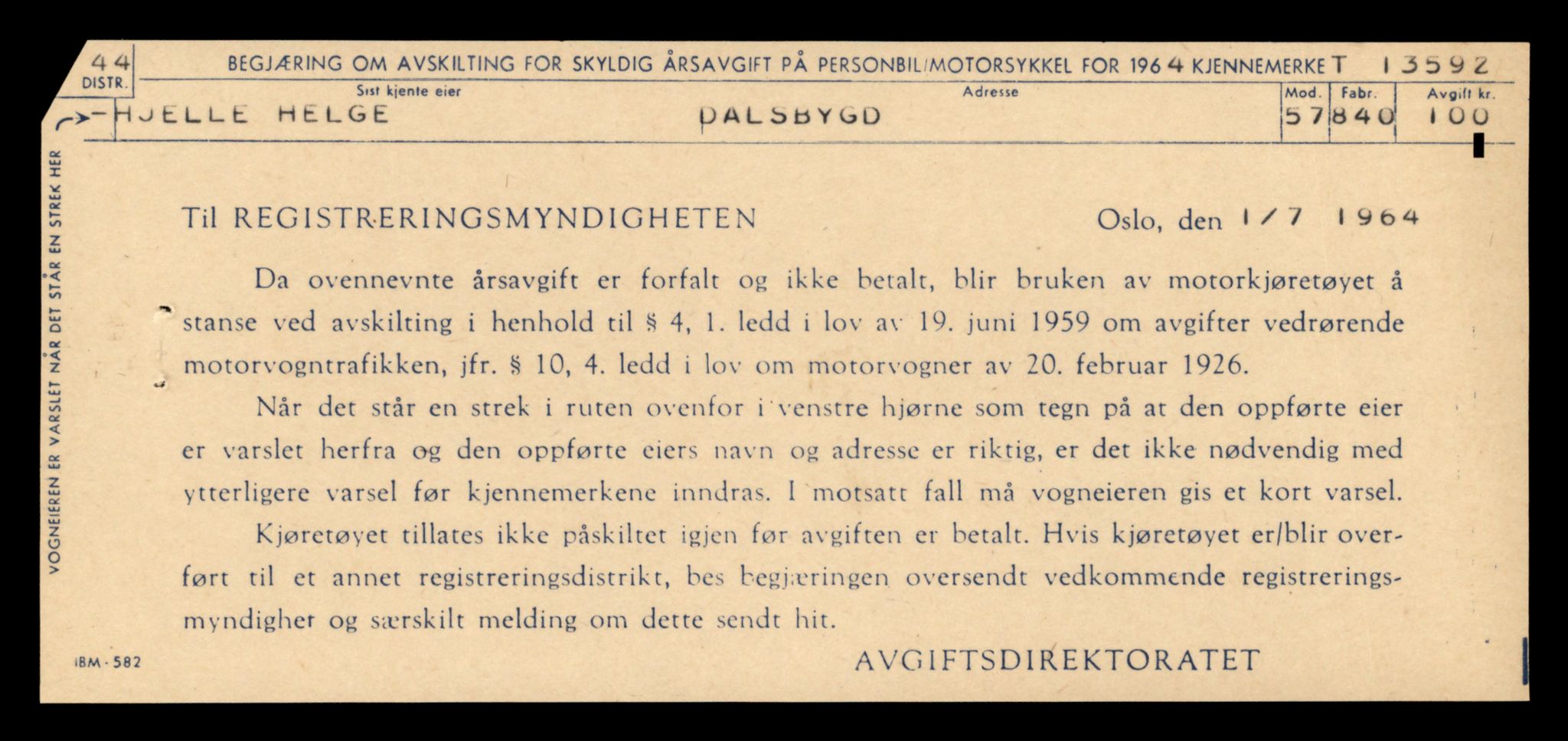 Møre og Romsdal vegkontor - Ålesund trafikkstasjon, AV/SAT-A-4099/F/Fe/L0040: Registreringskort for kjøretøy T 13531 - T 13709, 1927-1998, s. 1113