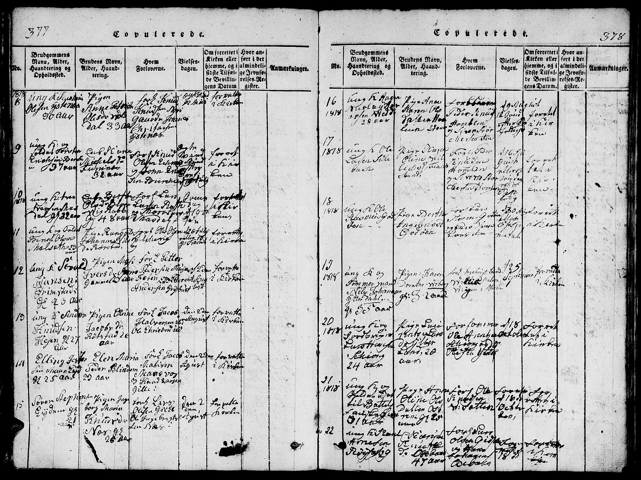 Ministerialprotokoller, klokkerbøker og fødselsregistre - Møre og Romsdal, AV/SAT-A-1454/528/L0423: Klokkerbok nr. 528C04, 1816-1827, s. 377-378