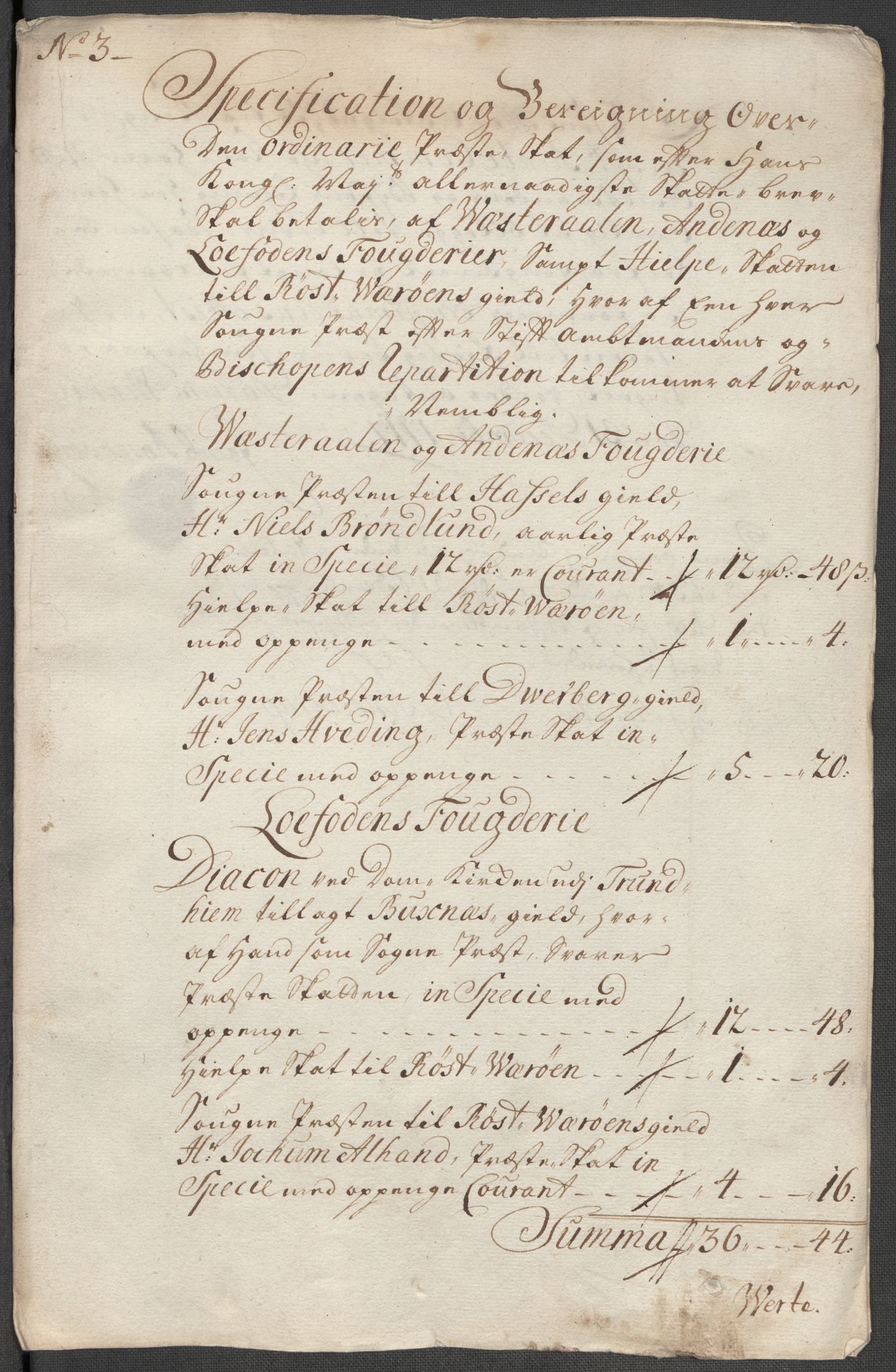 Rentekammeret inntil 1814, Reviderte regnskaper, Fogderegnskap, AV/RA-EA-4092/R67/L4683: Fogderegnskap Vesterålen, Andenes og Lofoten, 1717, s. 69