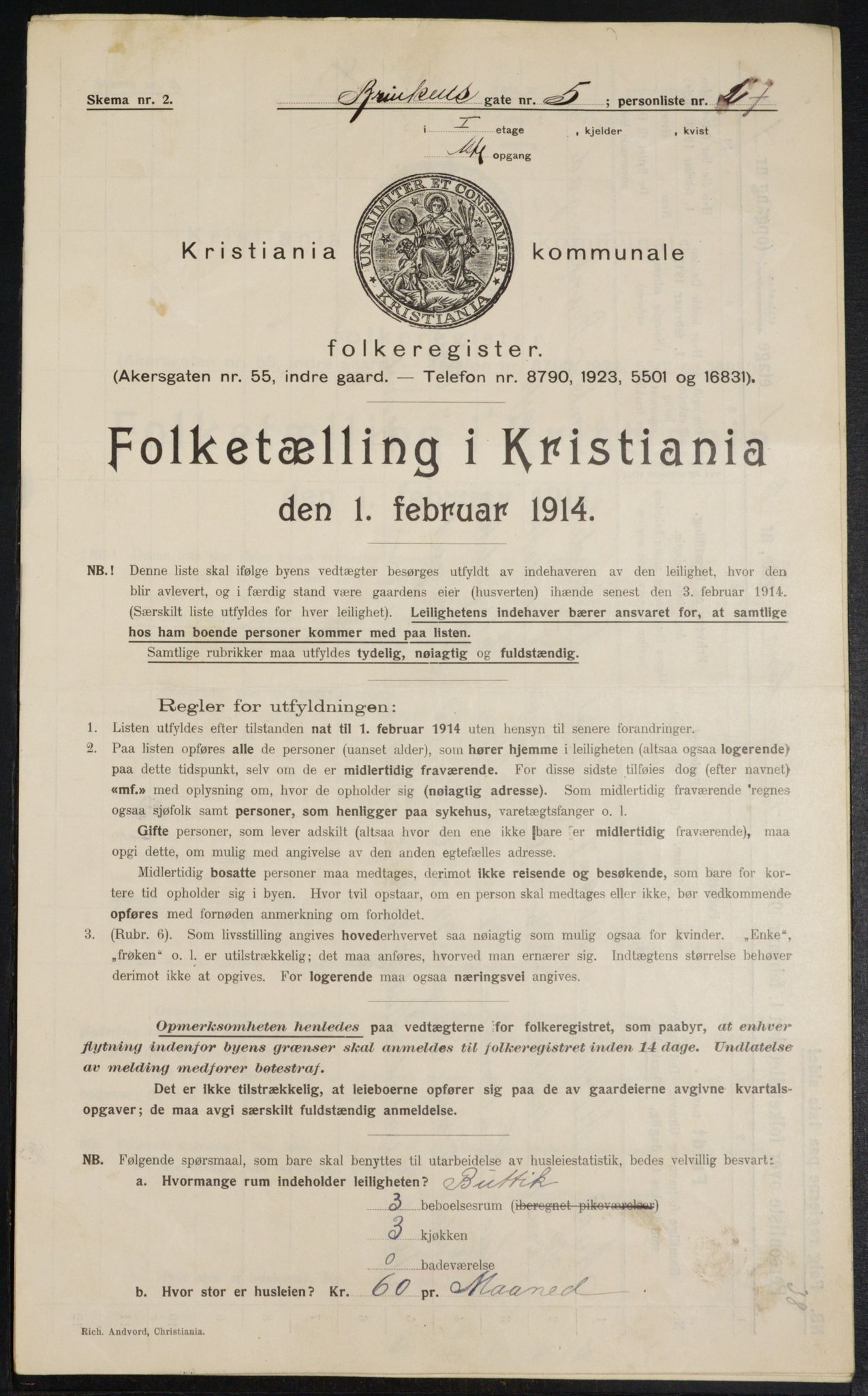 OBA, Kommunal folketelling 1.2.1914 for Kristiania, 1914, s. 8822