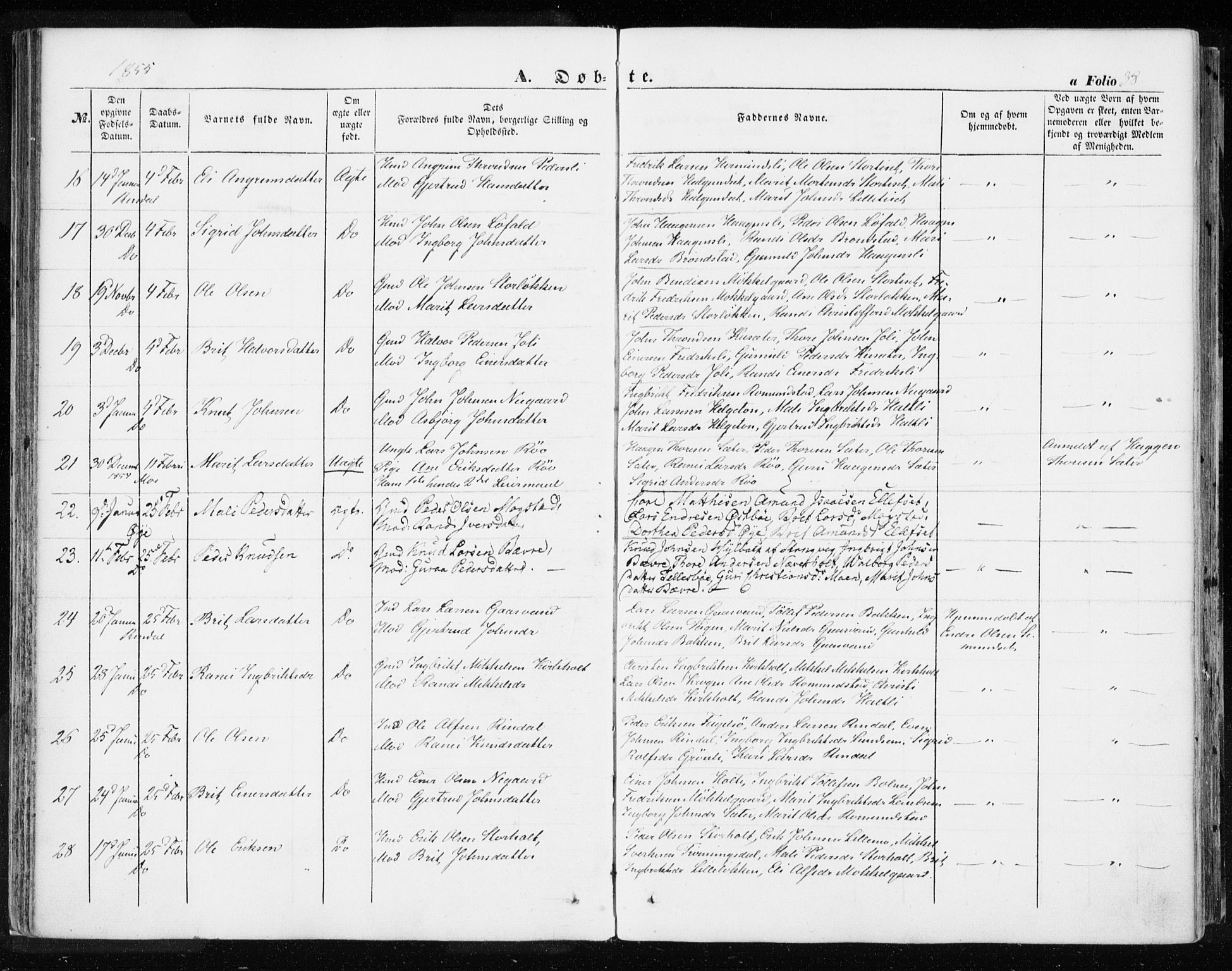 Ministerialprotokoller, klokkerbøker og fødselsregistre - Møre og Romsdal, AV/SAT-A-1454/595/L1044: Ministerialbok nr. 595A06, 1852-1863, s. 38