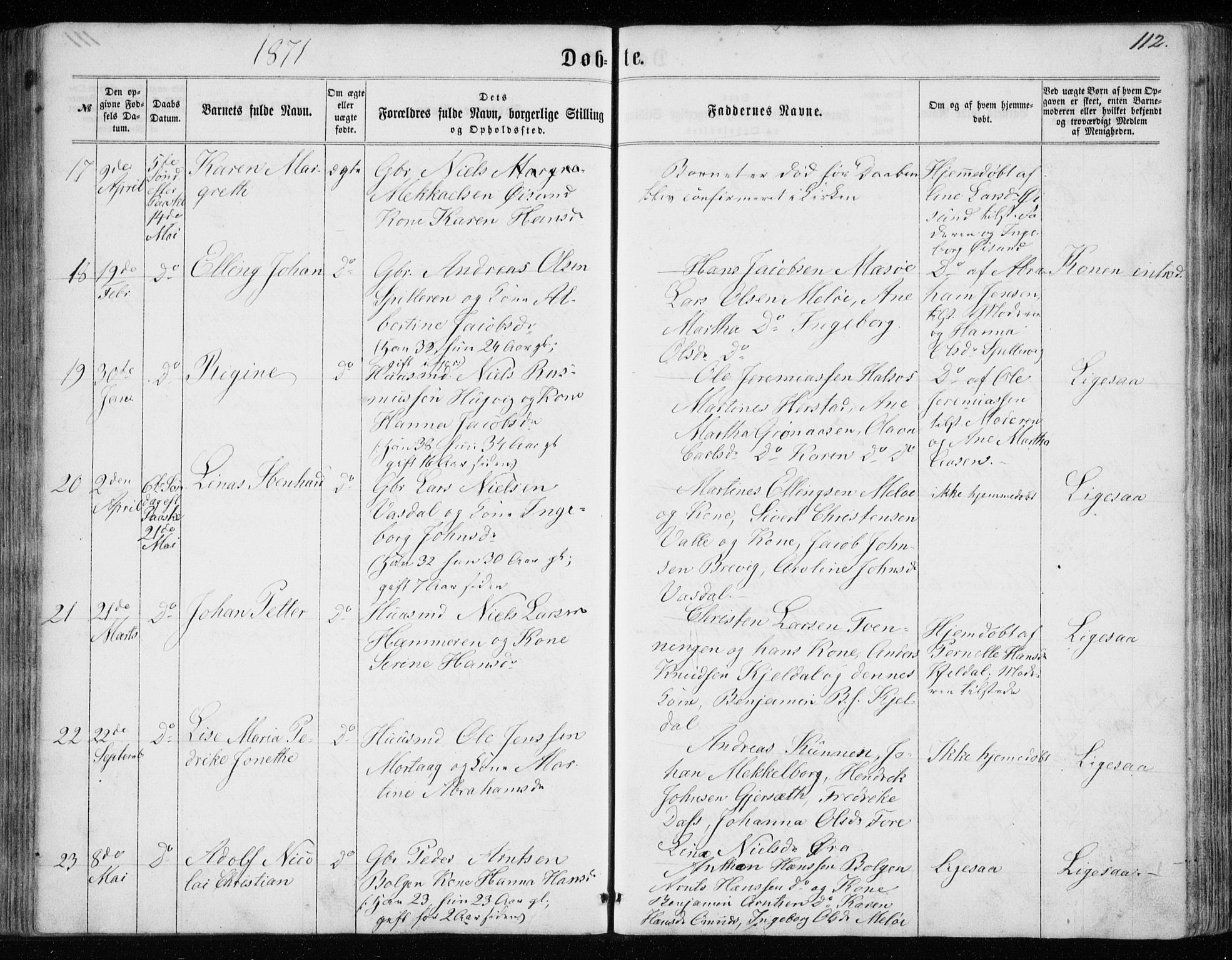 Ministerialprotokoller, klokkerbøker og fødselsregistre - Nordland, SAT/A-1459/843/L0634: Klokkerbok nr. 843C03, 1860-1884, s. 112