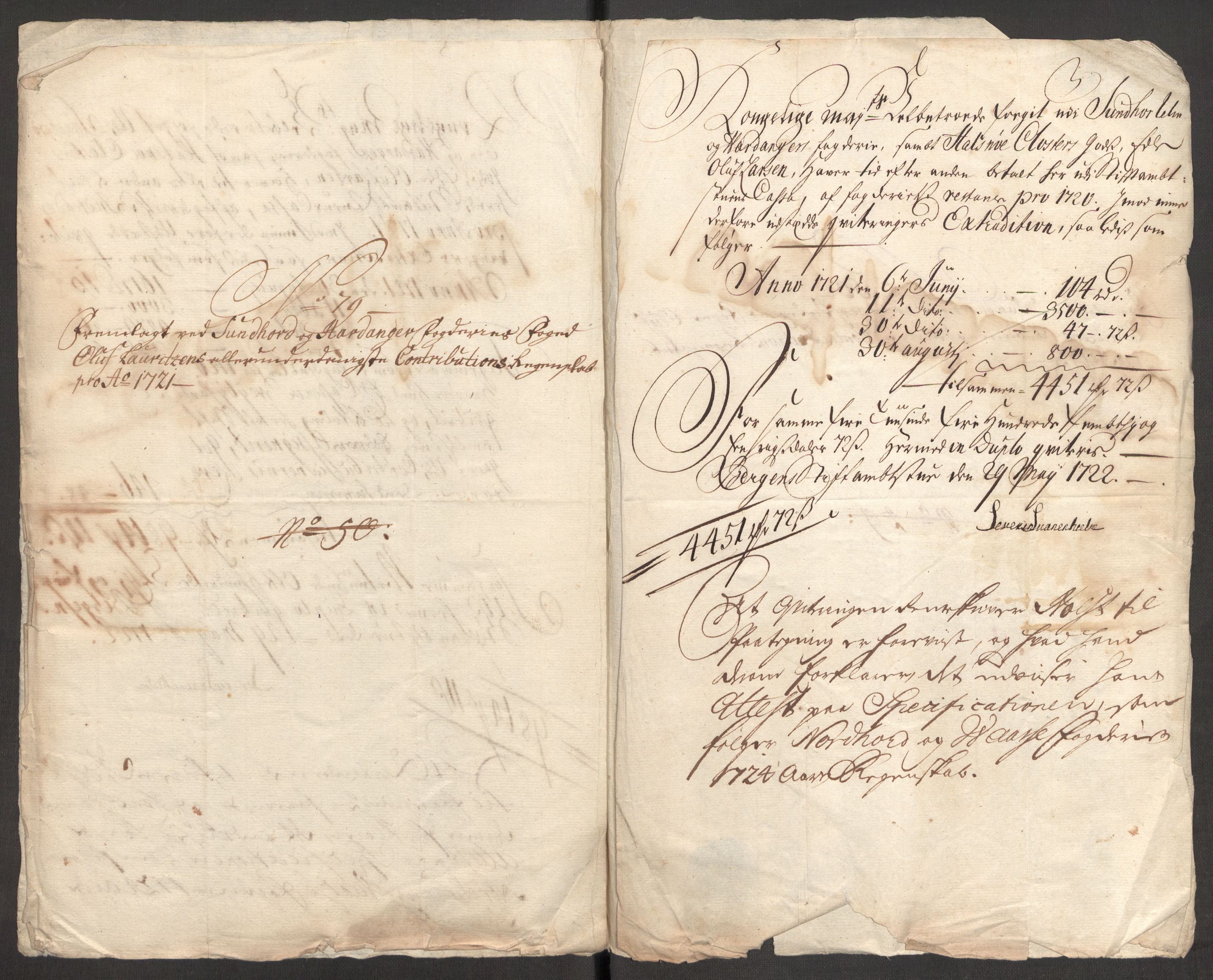 Rentekammeret inntil 1814, Reviderte regnskaper, Fogderegnskap, RA/EA-4092/R48/L3000: Fogderegnskap Sunnhordland og Hardanger, 1721, s. 439
