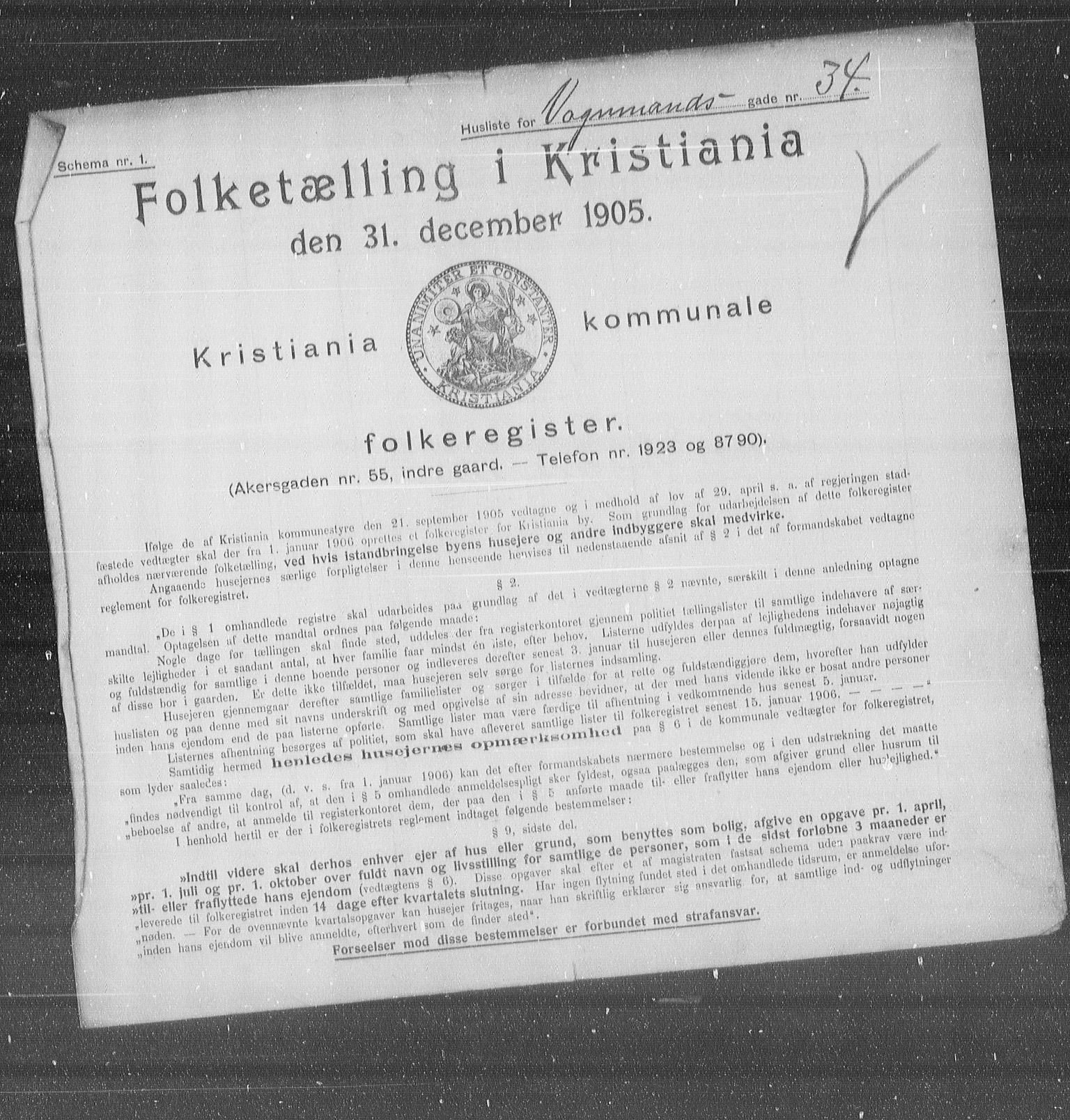 OBA, Kommunal folketelling 31.12.1905 for Kristiania kjøpstad, 1905, s. 65571