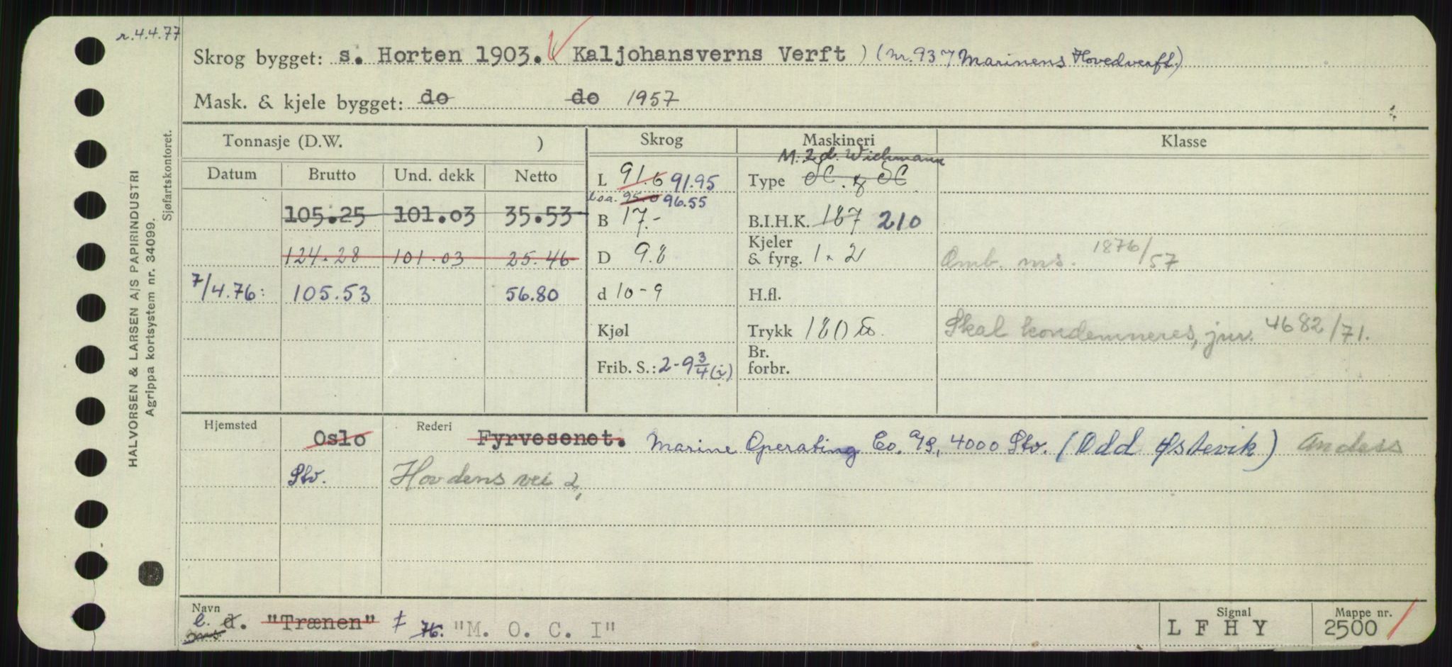 Sjøfartsdirektoratet med forløpere, Skipsmålingen, RA/S-1627/H/Hc/L0001: Lektere, A-Y, s. 291