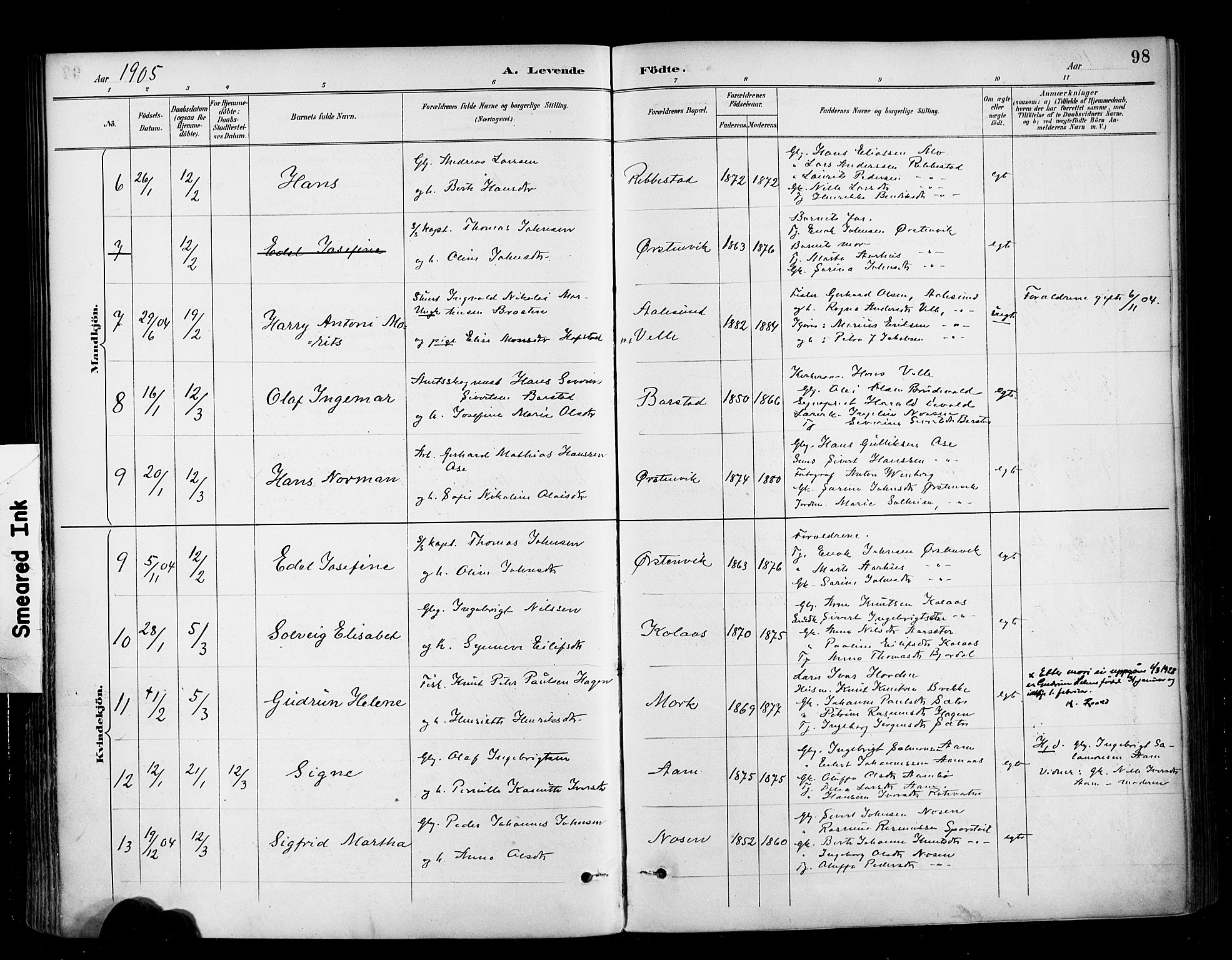 Ministerialprotokoller, klokkerbøker og fødselsregistre - Møre og Romsdal, AV/SAT-A-1454/513/L0177: Ministerialbok nr. 513A04, 1890-1906, s. 98
