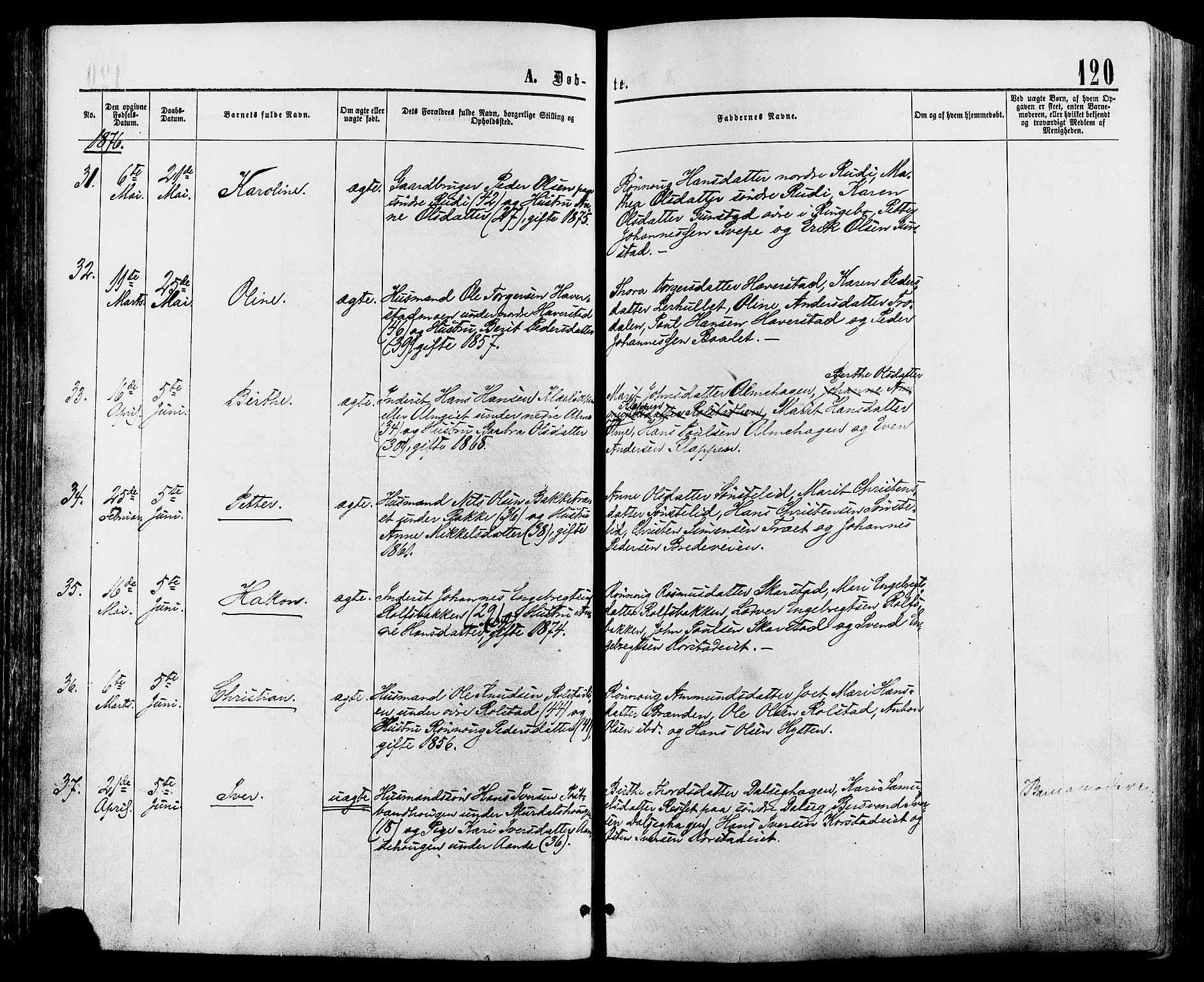 Sør-Fron prestekontor, AV/SAH-PREST-010/H/Ha/Haa/L0002: Ministerialbok nr. 2, 1864-1880, s. 120