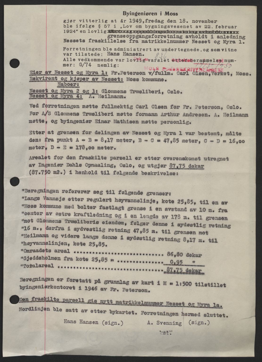 Moss sorenskriveri, SAO/A-10168: Pantebok nr. A25, 1950-1950, Dagboknr: 836/1950