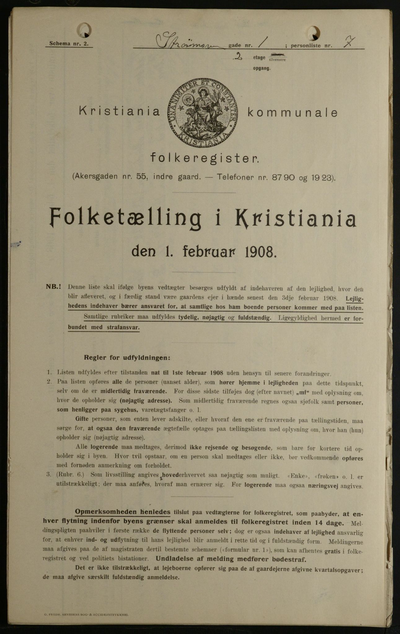 OBA, Kommunal folketelling 1.2.1908 for Kristiania kjøpstad, 1908, s. 93486