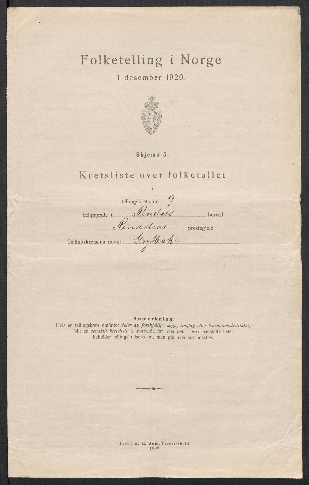 SAT, Folketelling 1920 for 1567 Rindal herred, 1920, s. 30