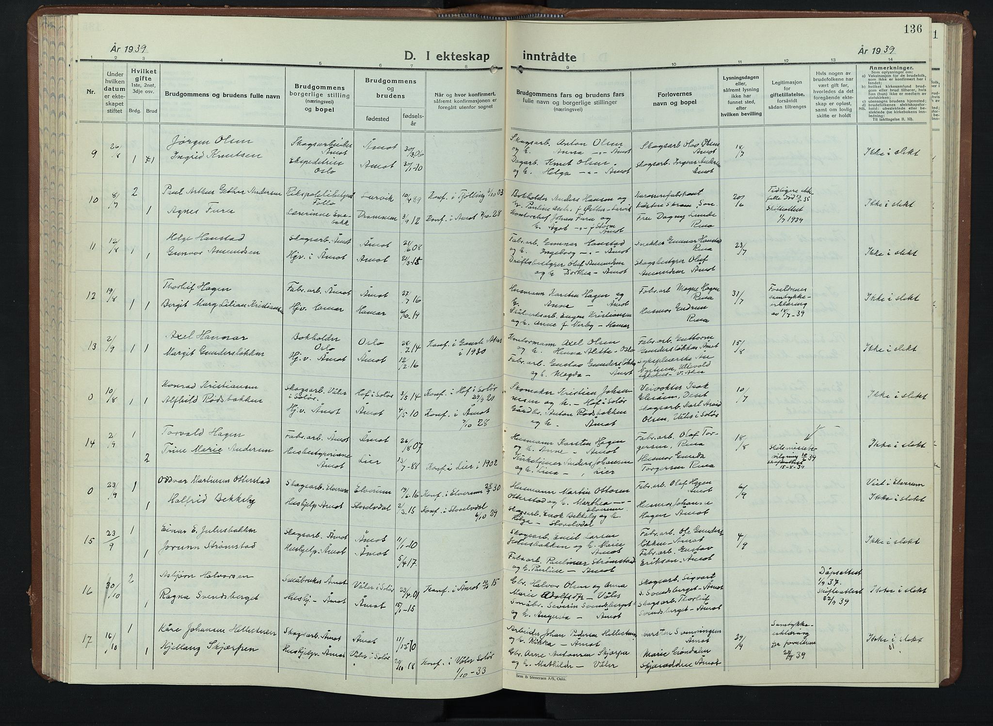 Åmot prestekontor, Hedmark, SAH/PREST-056/H/Ha/Hab/L0008: Klokkerbok nr. 8, 1938-1947, s. 136