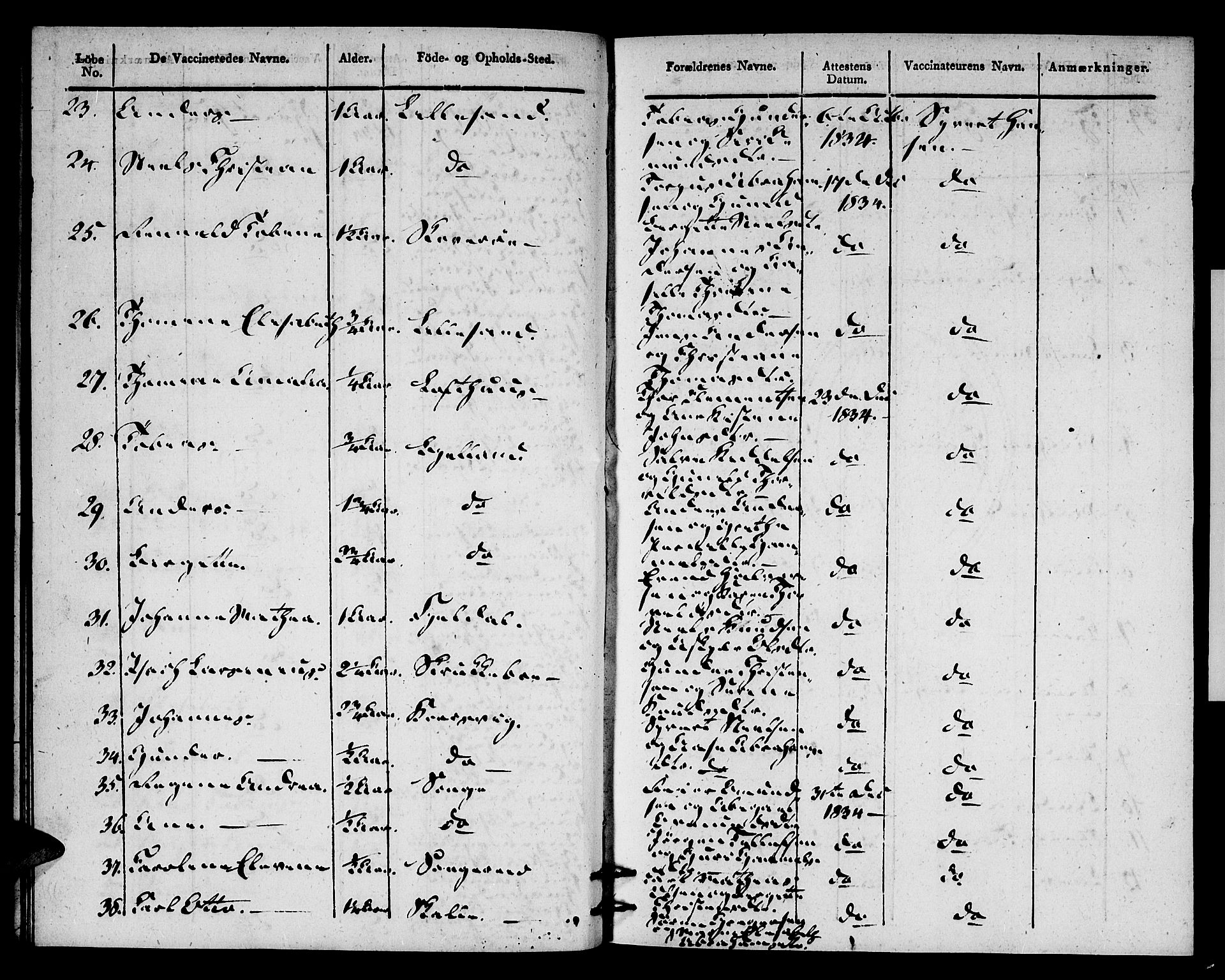 Vestre Moland sokneprestkontor, AV/SAK-1111-0046/F/Ff/L0002/0003: Vaksinasjonsprotokoll nr. A VI 3, 1830-1844