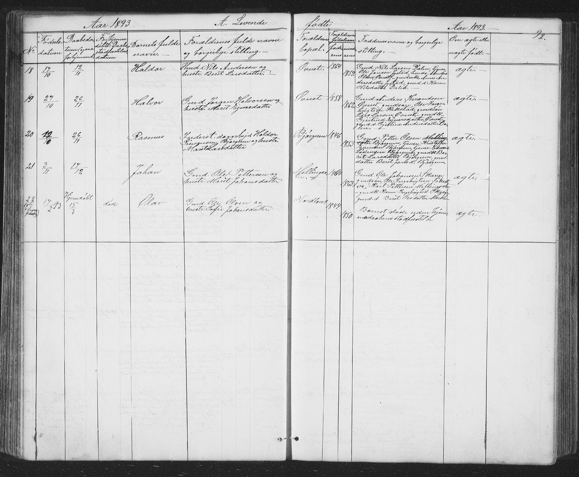 Ministerialprotokoller, klokkerbøker og fødselsregistre - Sør-Trøndelag, SAT/A-1456/667/L0798: Klokkerbok nr. 667C03, 1867-1929, s. 92