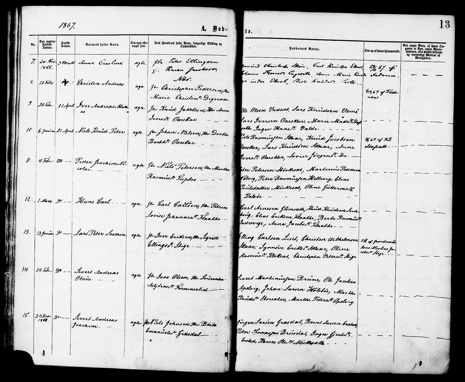Ministerialprotokoller, klokkerbøker og fødselsregistre - Møre og Romsdal, AV/SAT-A-1454/524/L0355: Ministerialbok nr. 524A07, 1864-1879, s. 13