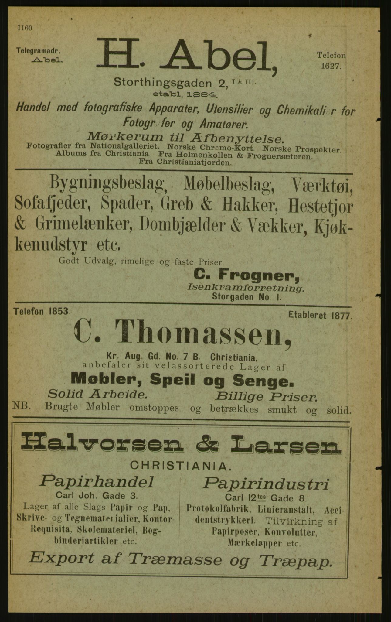 Kristiania/Oslo adressebok, PUBL/-, 1897, s. 1160