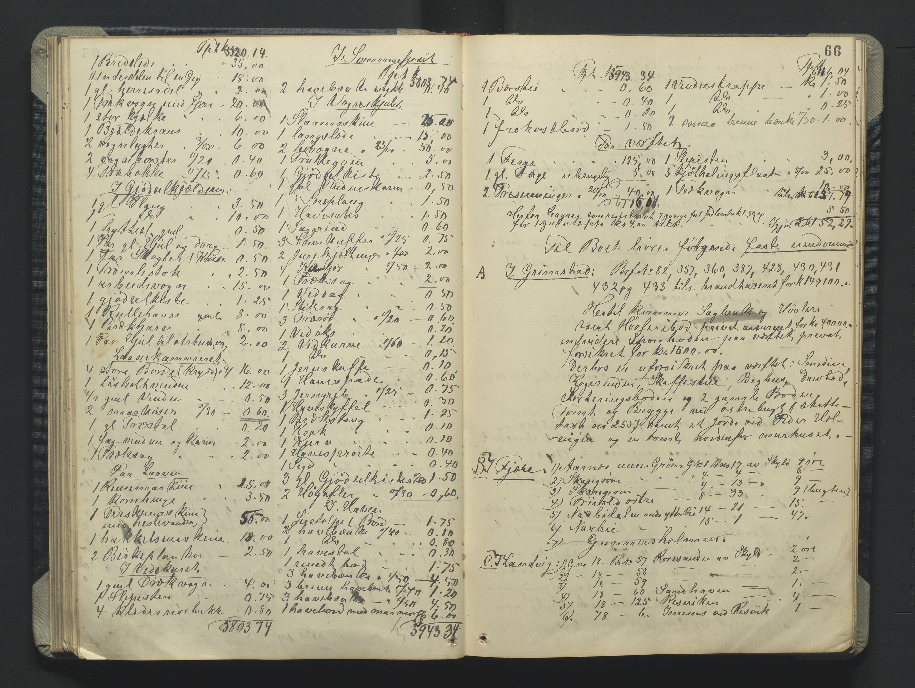 Grimstad byfogd, AV/SAK-1222-0003/H/Hc/L0009: Skifteprotokoll nr. 9, 1908-1918, s. 66