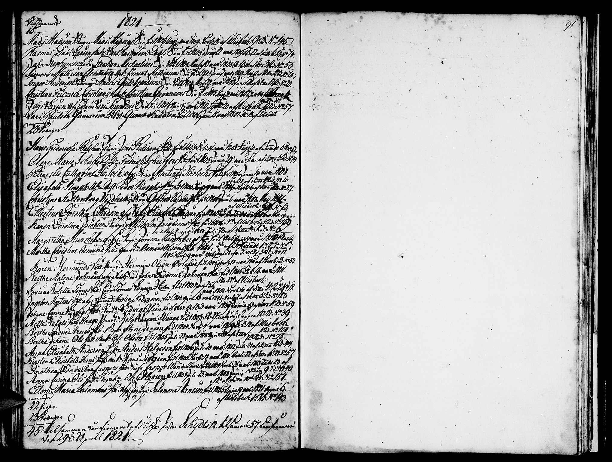 Nykirken Sokneprestembete, SAB/A-77101/H/Hab: Klokkerbok nr. A 1, 1770-1821, s. 90-91