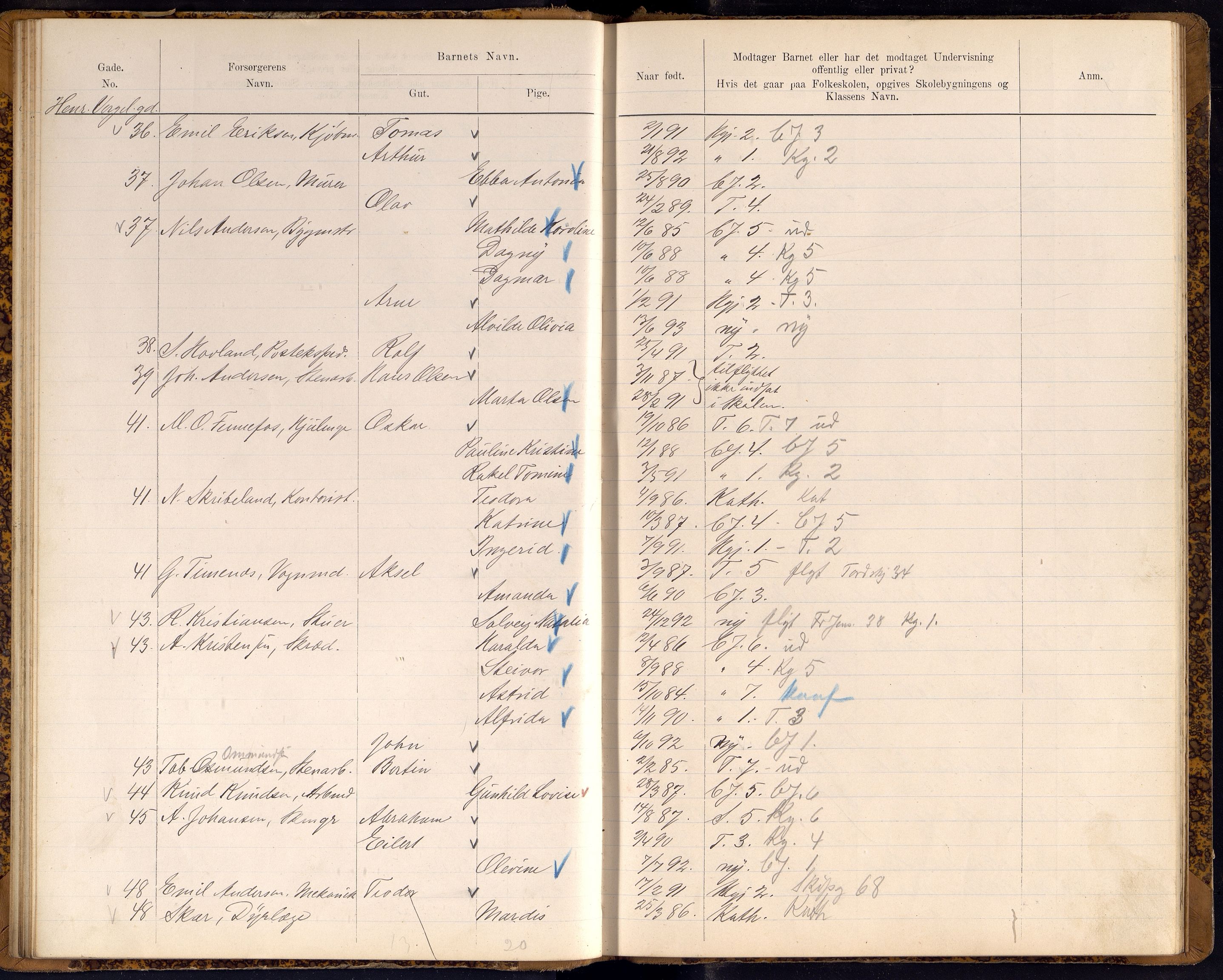 Kristiansand By - Skolekommisjonen/ -Styret, ARKSOR/1001KG510/J/Jb/L0009: Barnetelling, 1899