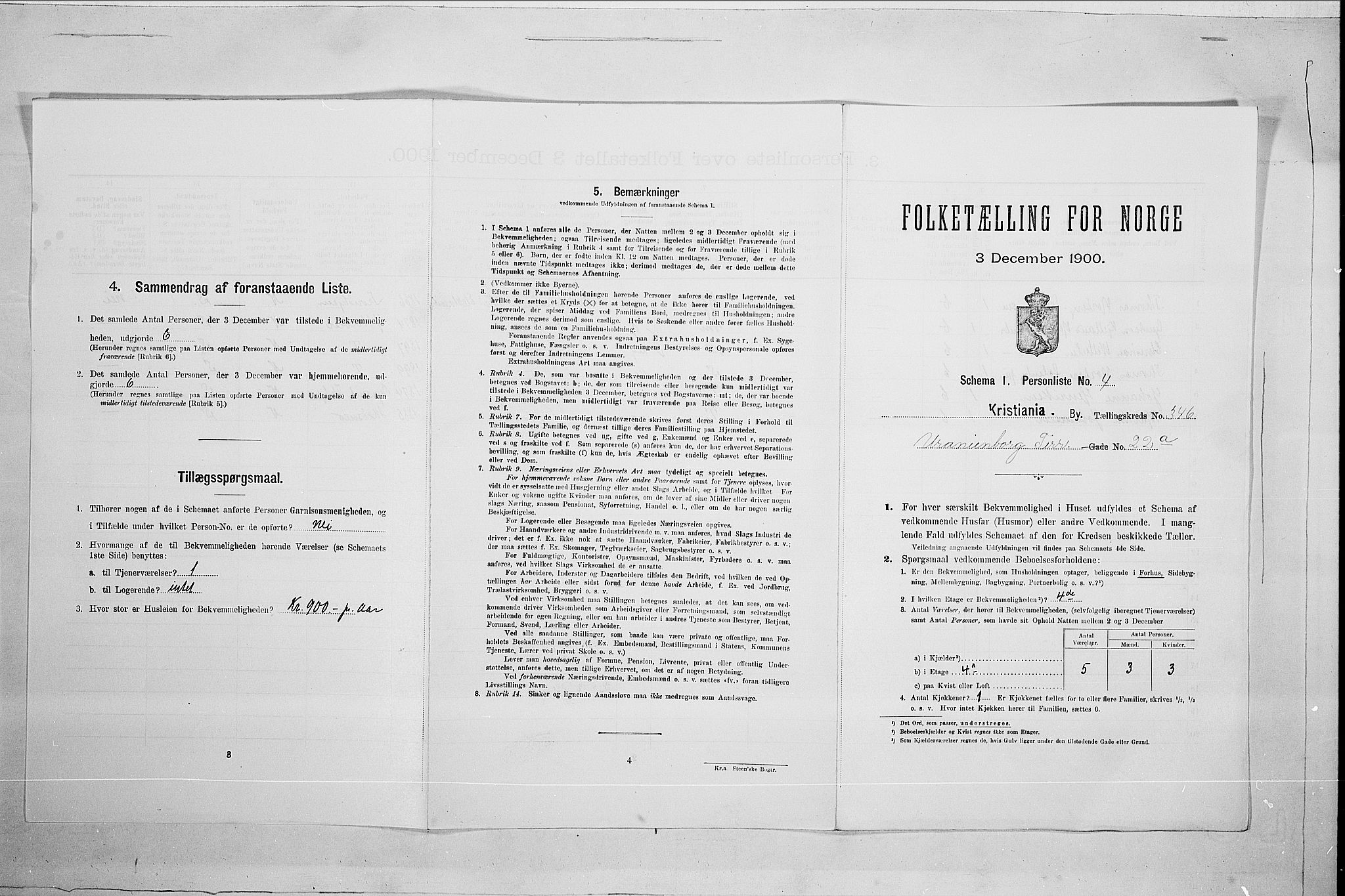 SAO, Folketelling 1900 for 0301 Kristiania kjøpstad, 1900, s. 108114