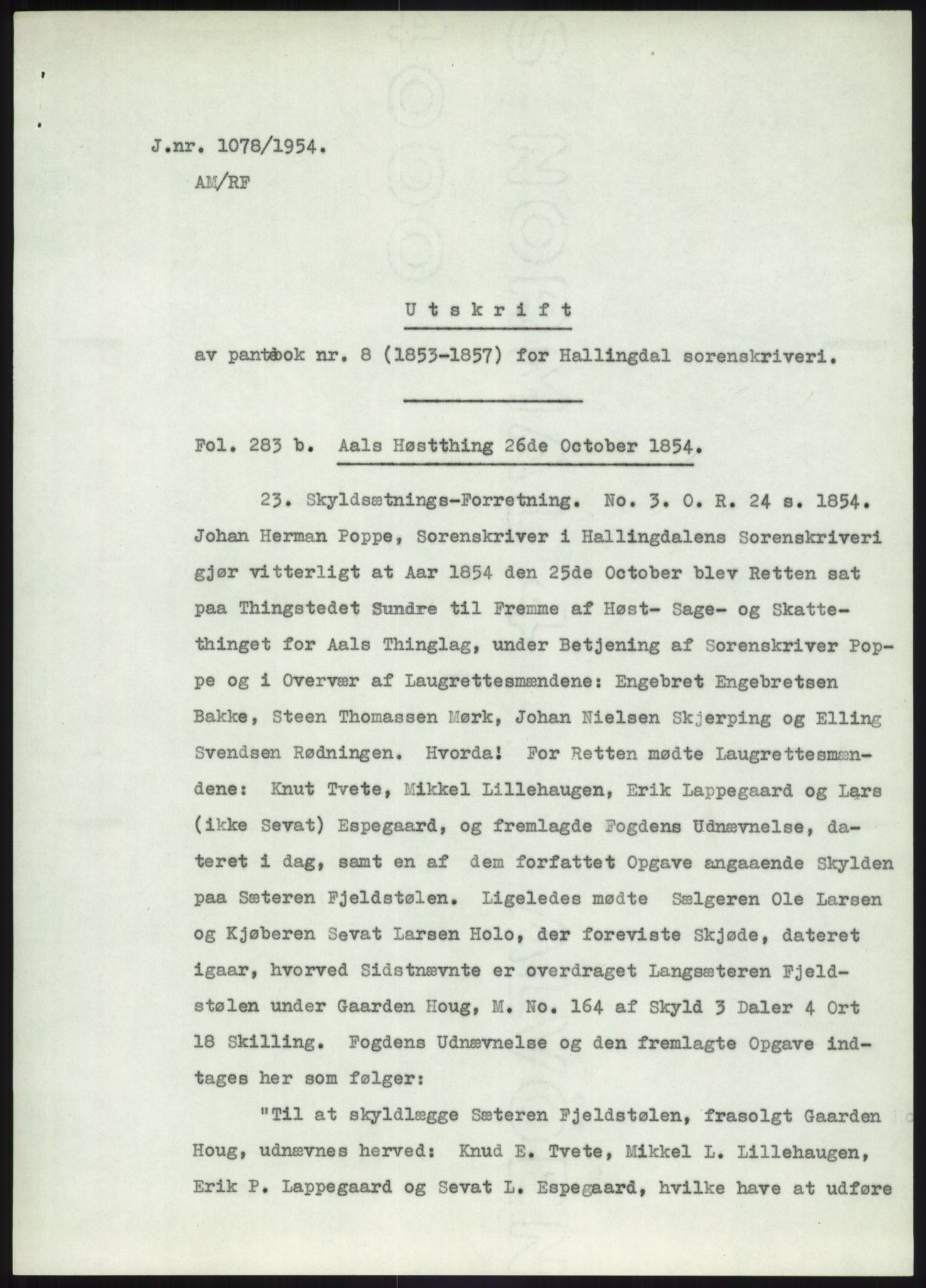 Statsarkivet i Kongsberg, AV/SAKO-A-0001/E/Ee/L0002: Avskrifter, SAO jnr. 961/1954 - 149/1955, 1954-1955, s. 98