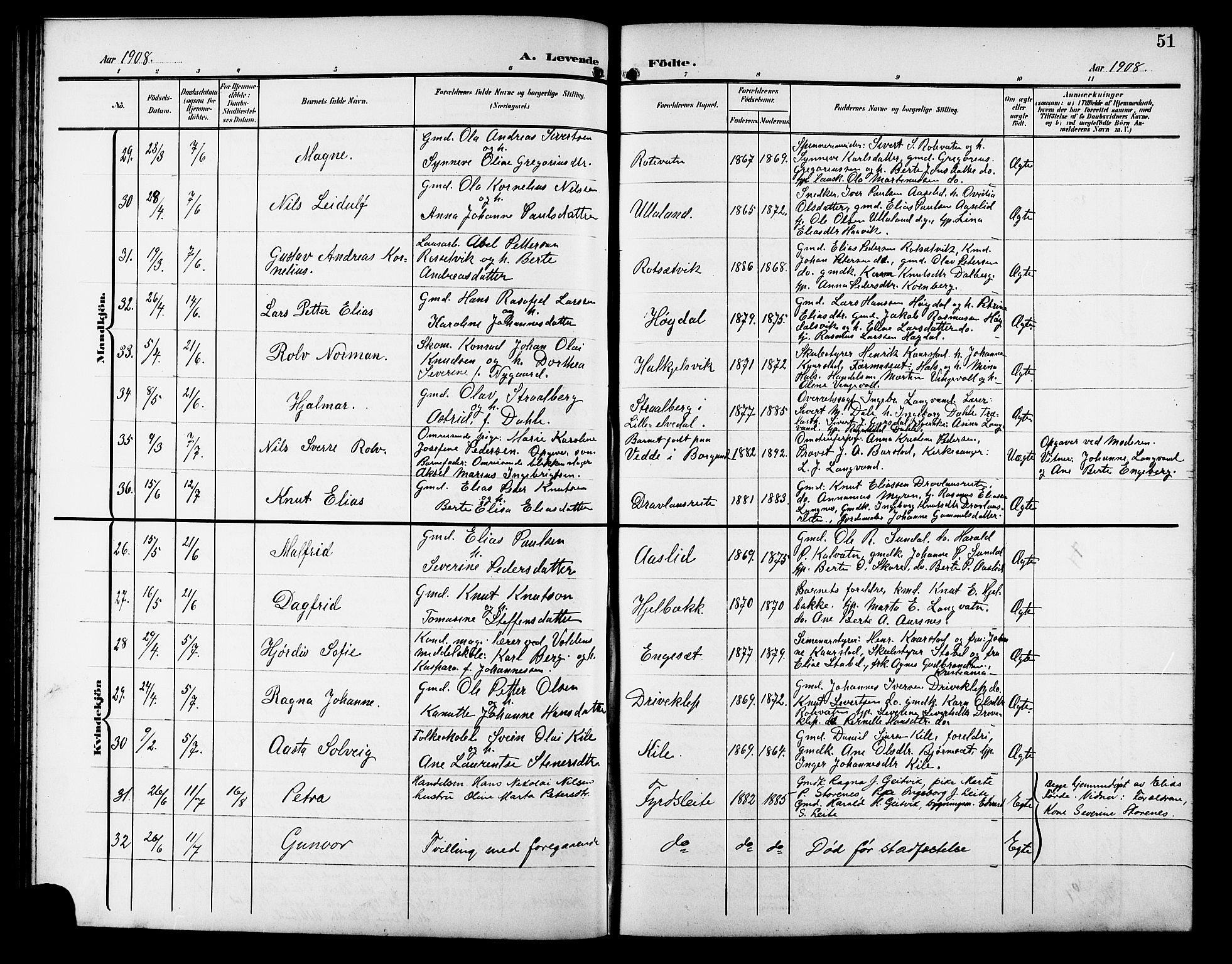 Ministerialprotokoller, klokkerbøker og fødselsregistre - Møre og Romsdal, AV/SAT-A-1454/511/L0159: Klokkerbok nr. 511C05, 1902-1920, s. 51