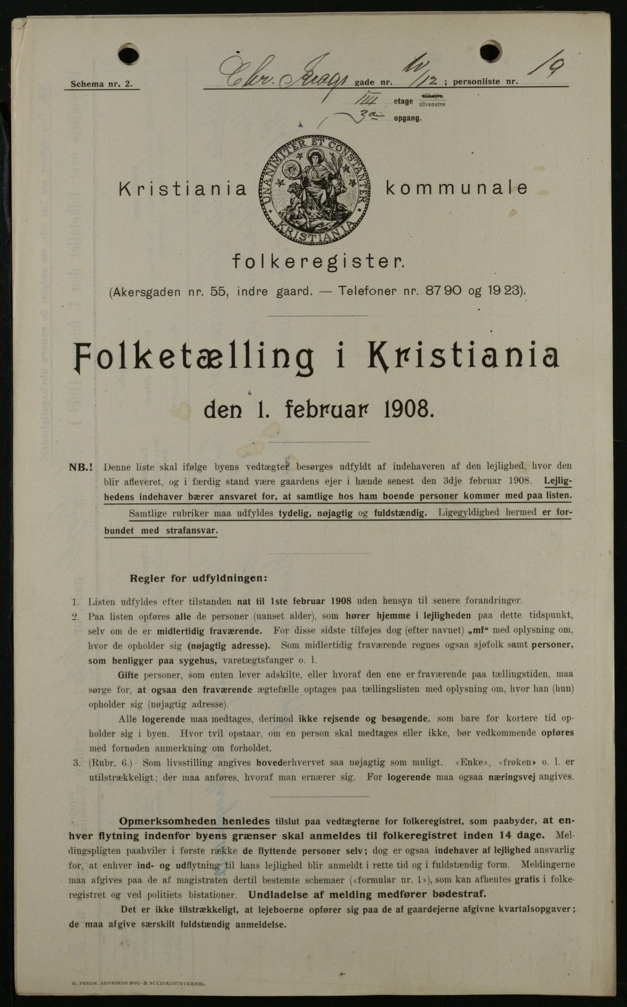 OBA, Kommunal folketelling 1.2.1908 for Kristiania kjøpstad, 1908, s. 11075