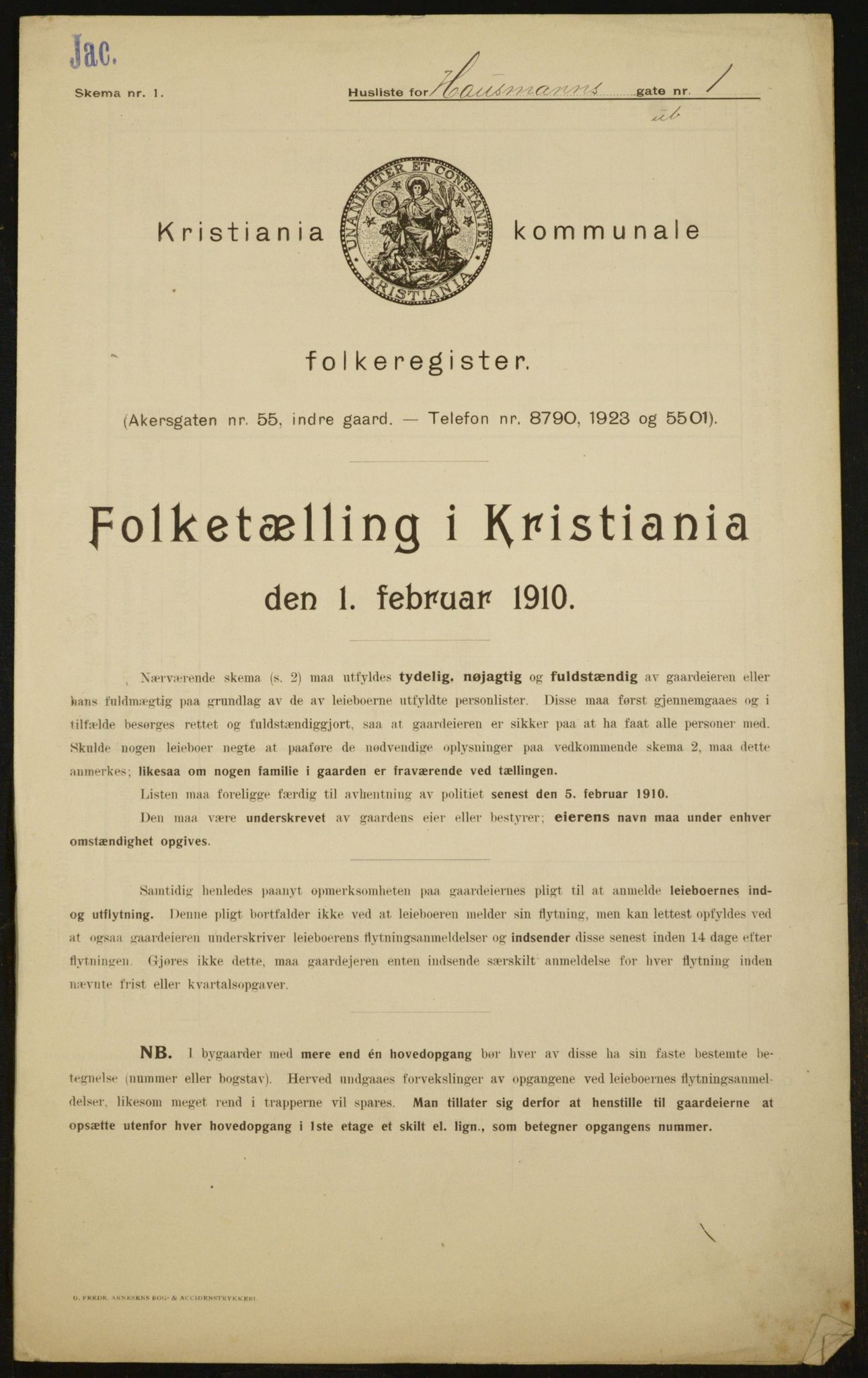 OBA, Kommunal folketelling 1.2.1910 for Kristiania, 1910, s. 33378