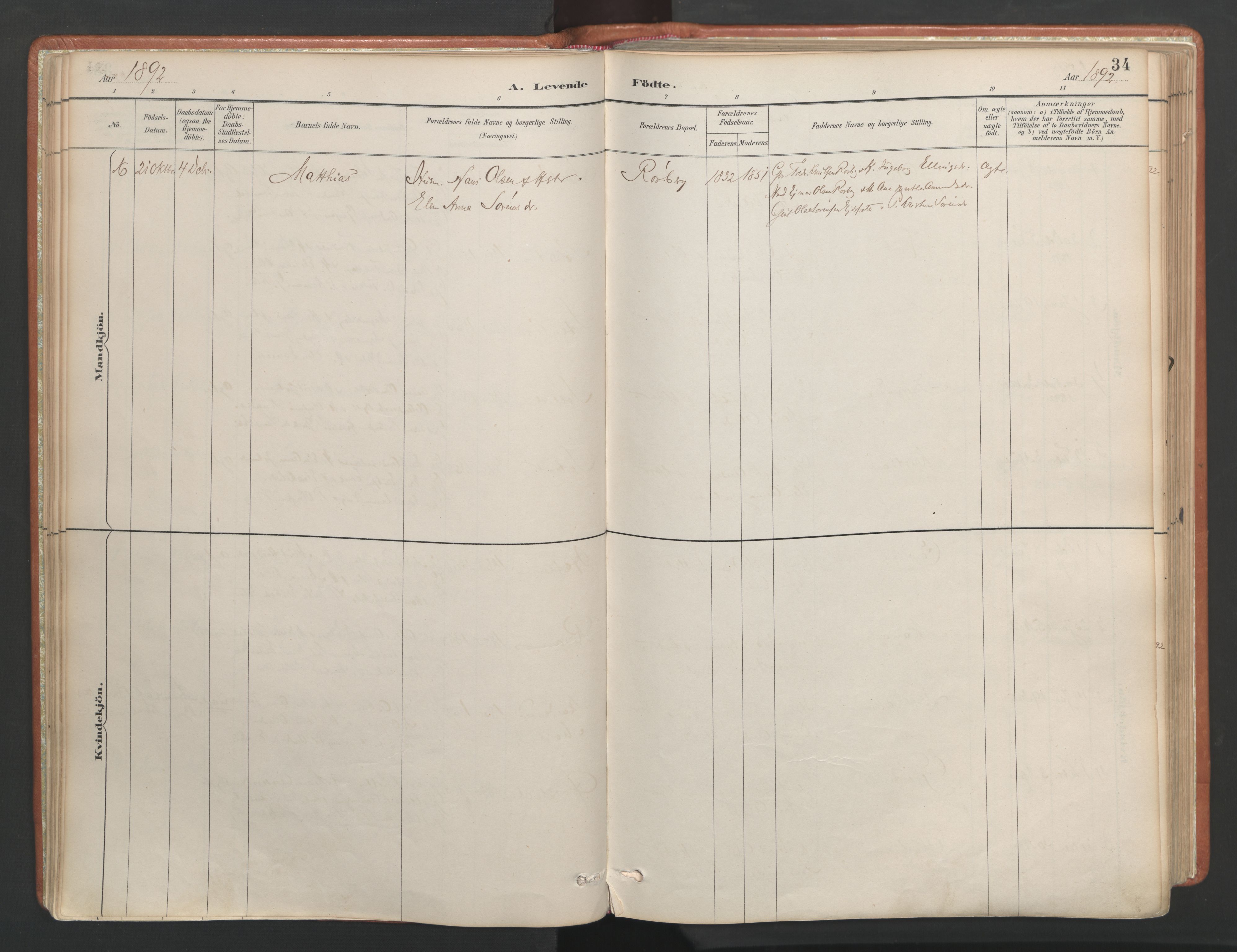 Ministerialprotokoller, klokkerbøker og fødselsregistre - Møre og Romsdal, SAT/A-1454/557/L0682: Ministerialbok nr. 557A04, 1887-1970, s. 34