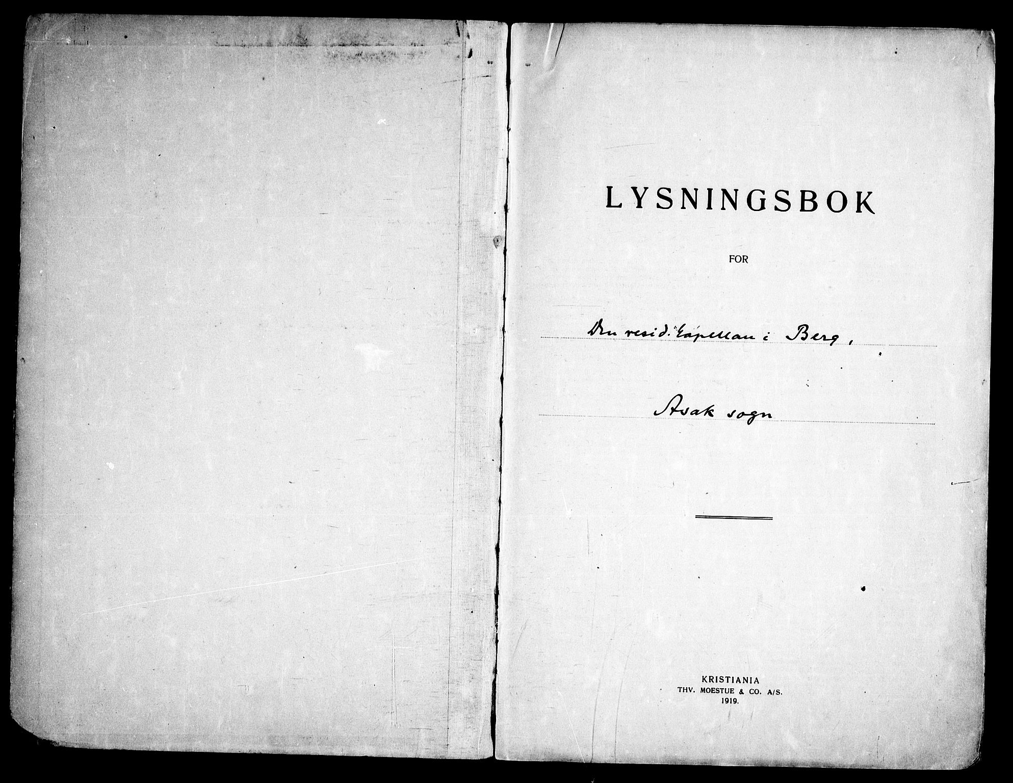 Berg prestekontor Kirkebøker, AV/SAO-A-10902/H/Hb/L0001: Lysningsprotokoll nr. II 1, 1919-1966