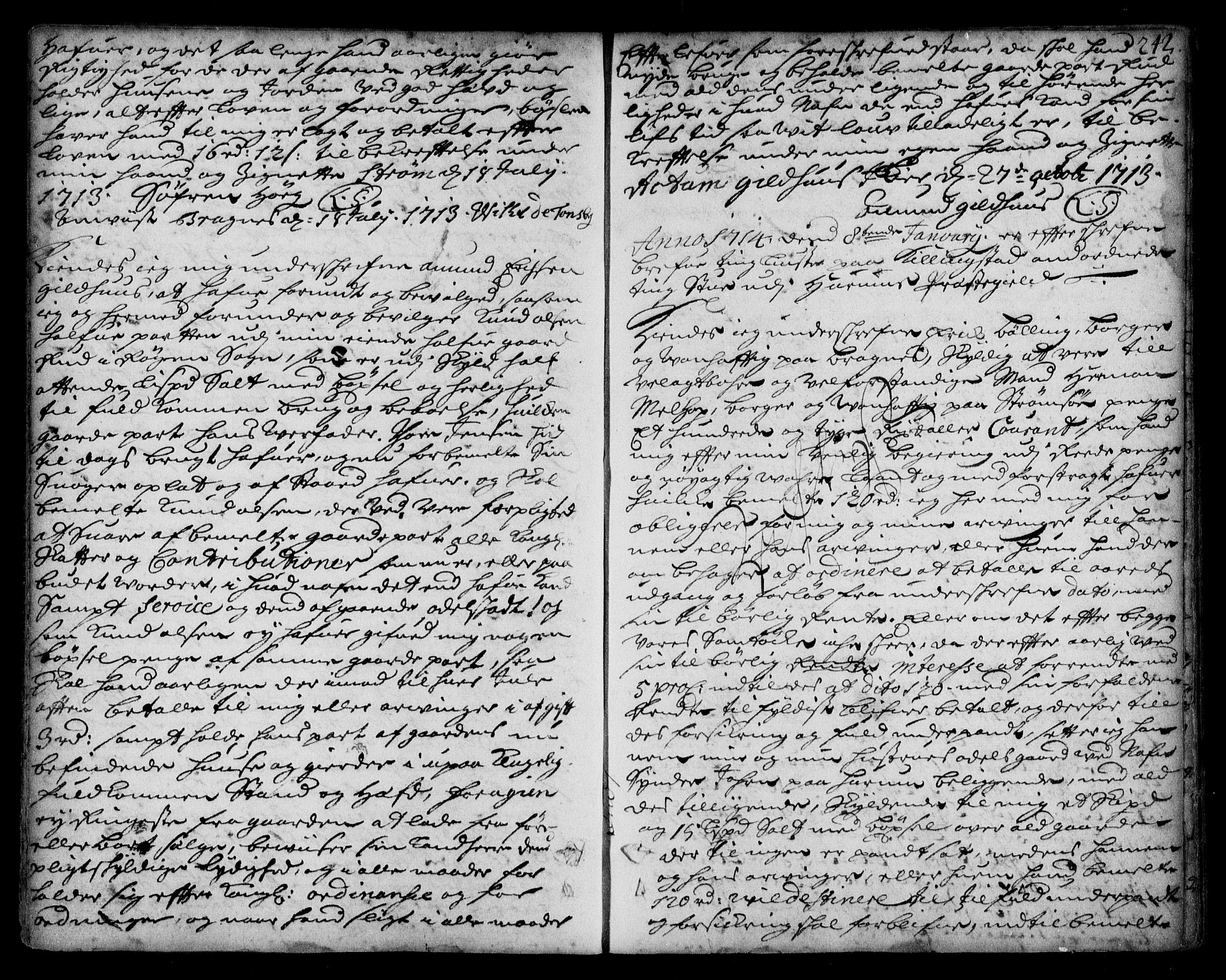 Lier, Røyken og Hurum sorenskriveri, SAKO/A-89/G/Ga/Gaa/L0001: Pantebok nr. I, 1701-1725, s. 242