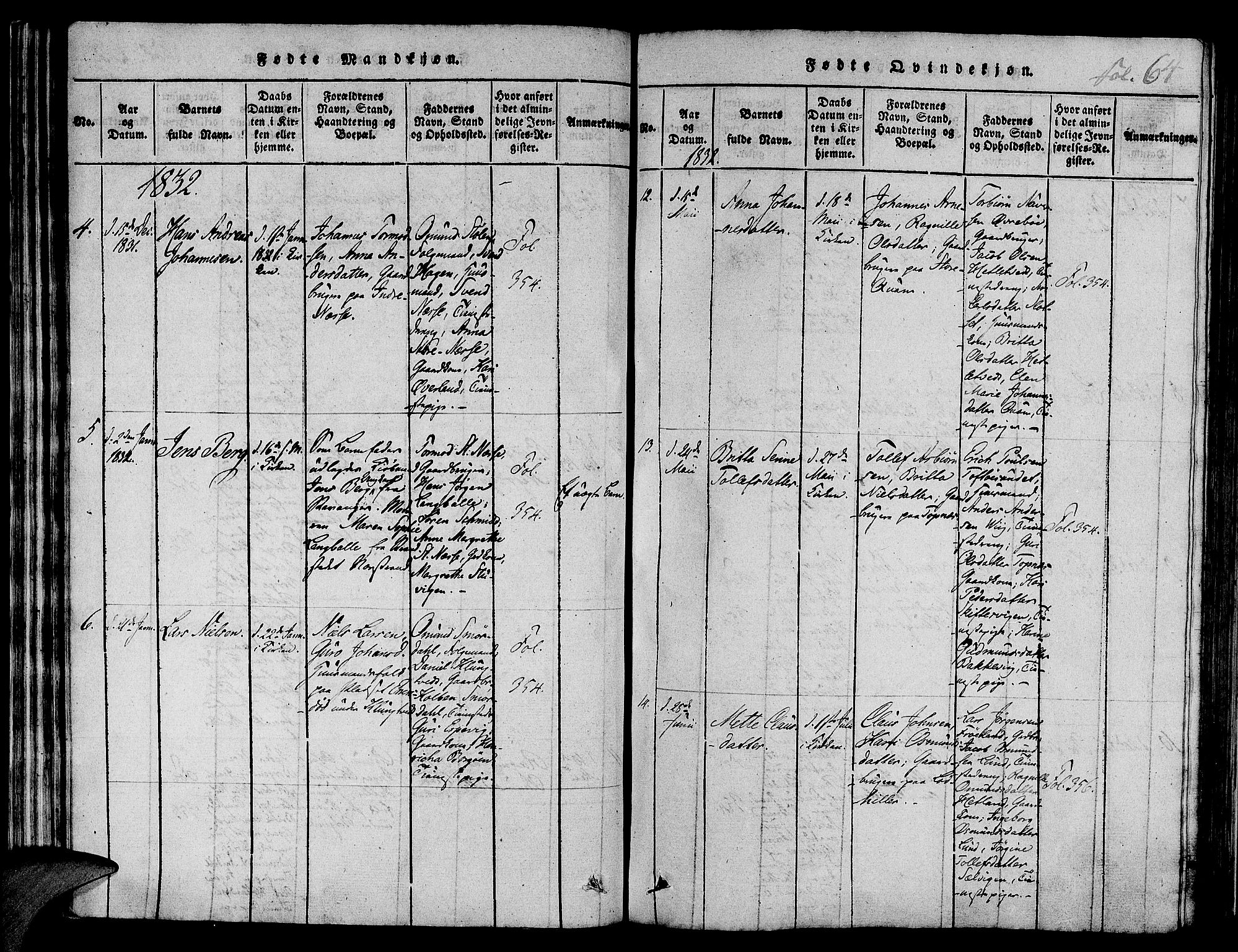 Nedstrand sokneprestkontor, AV/SAST-A-101841/01/IV: Ministerialbok nr. A 6, 1816-1838, s. 64